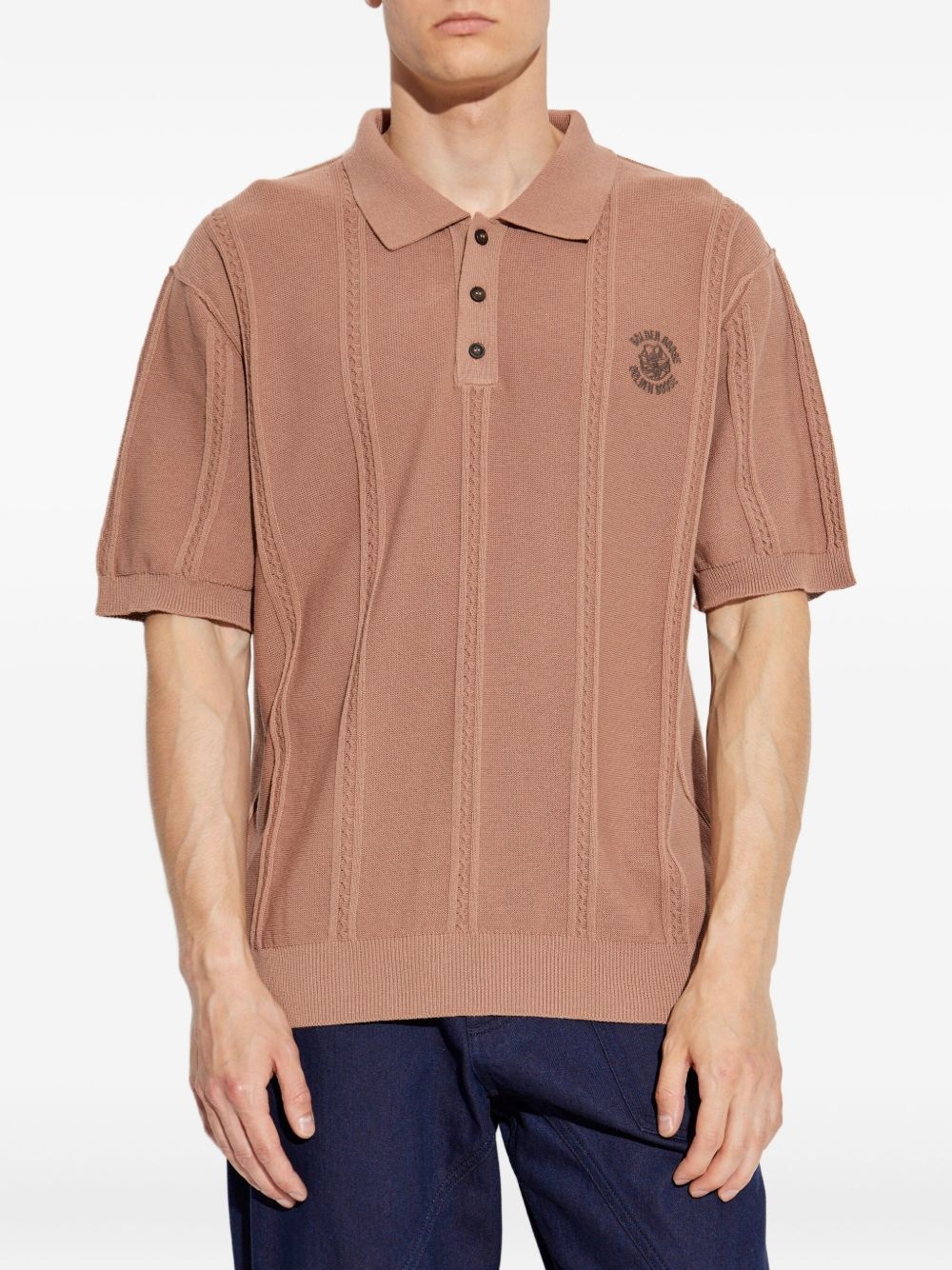 cable-knit polo shirt - 3