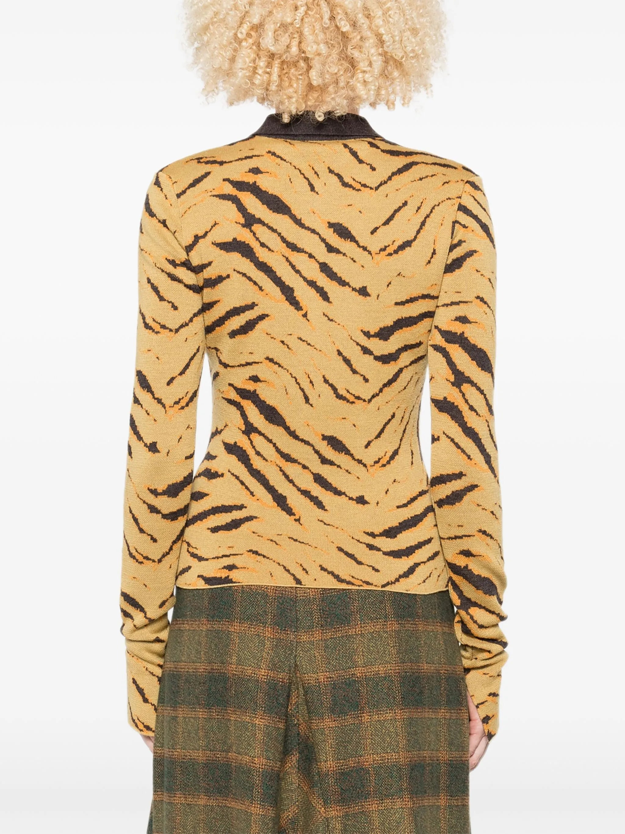 zebra-print polo top - 4