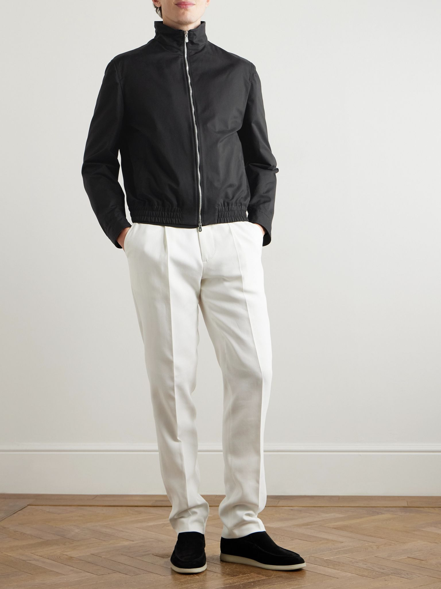 Cotton-Blend Twill Bomber Jacket Black - 2
