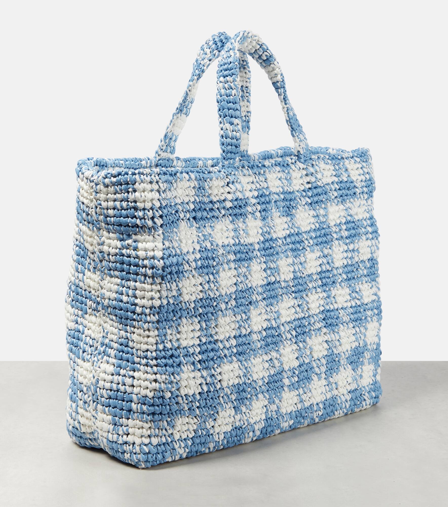 Logo raffia-effect shopper - 4