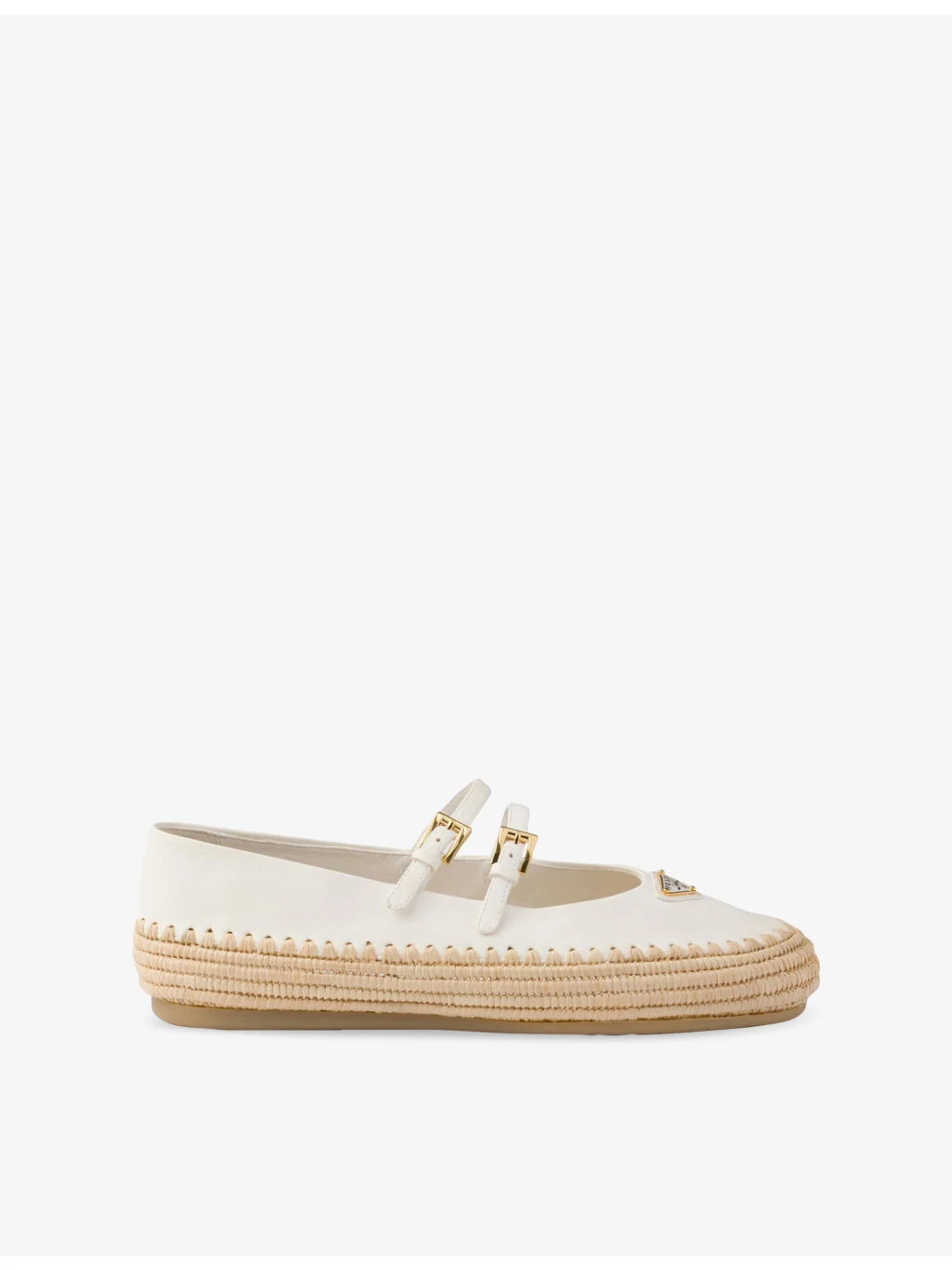 Brand-Plaque Leather And Raffia Ballet Flats - 1