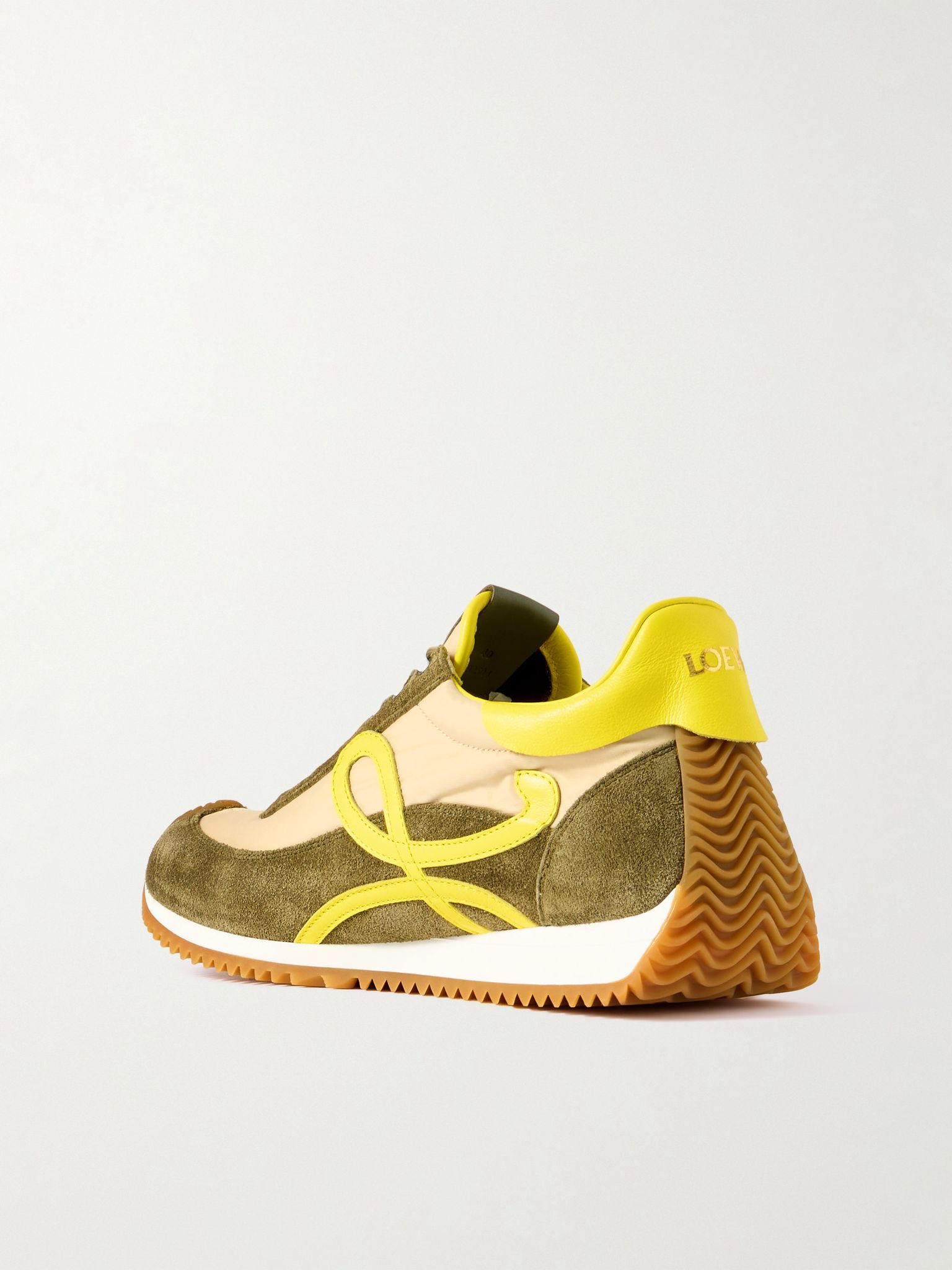 Flow Runner 2.0 leather-trimmed shell and suede sneakers Cream - 3
