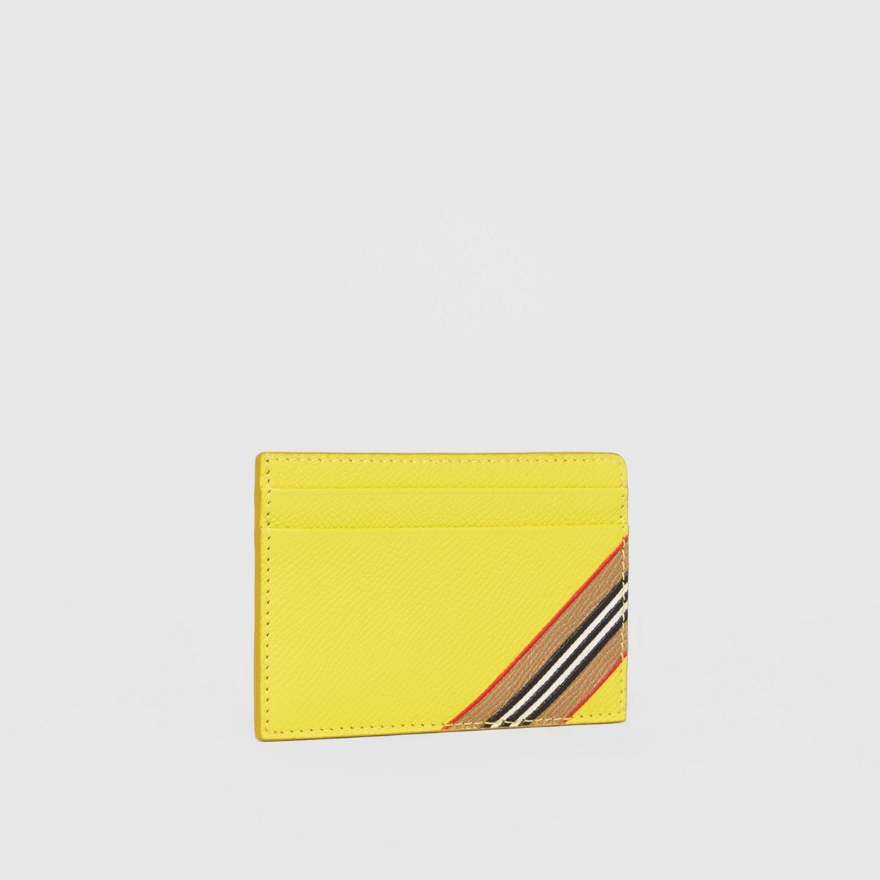 Icon Stripe Print Grainy Leather Card Case - 4