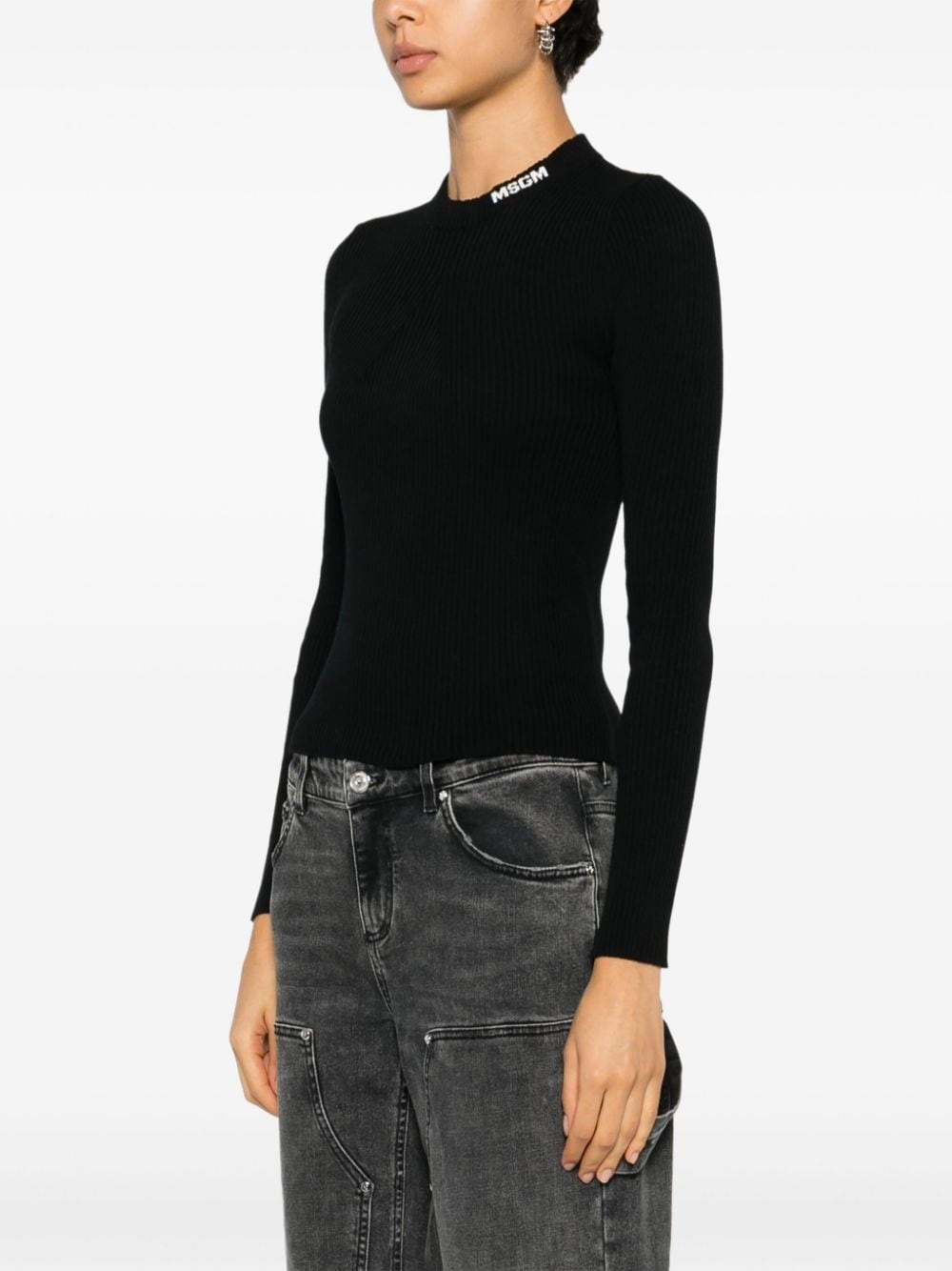 intarsia-logo sweater - 3