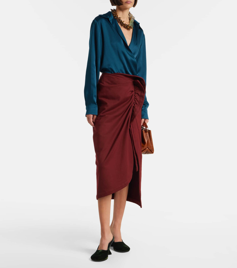 Dries Van Noten Ruffled cotton midi skirt outlook