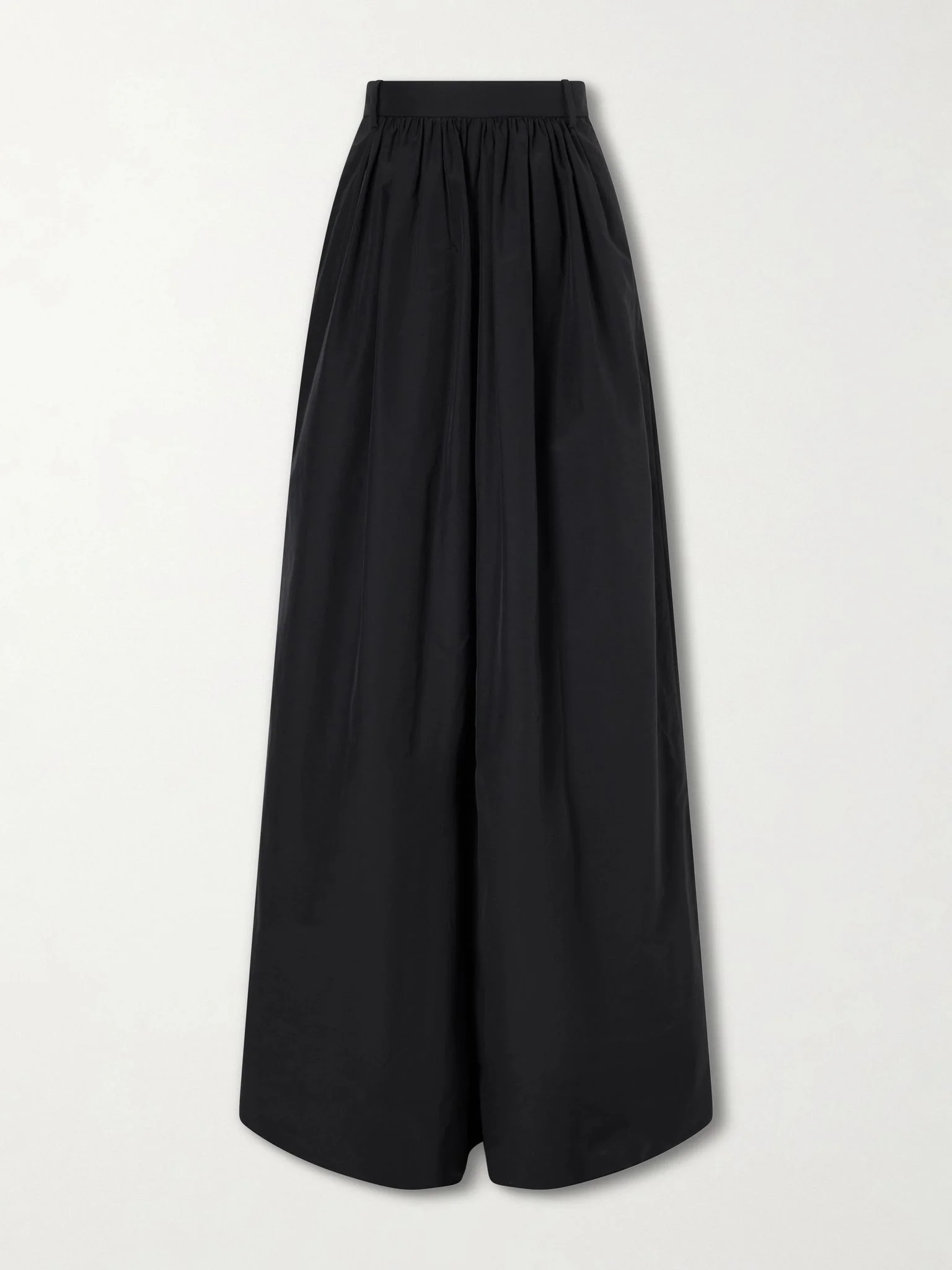 Vannesa pleated cotton-blend poplin wide-leg pants Black - 1