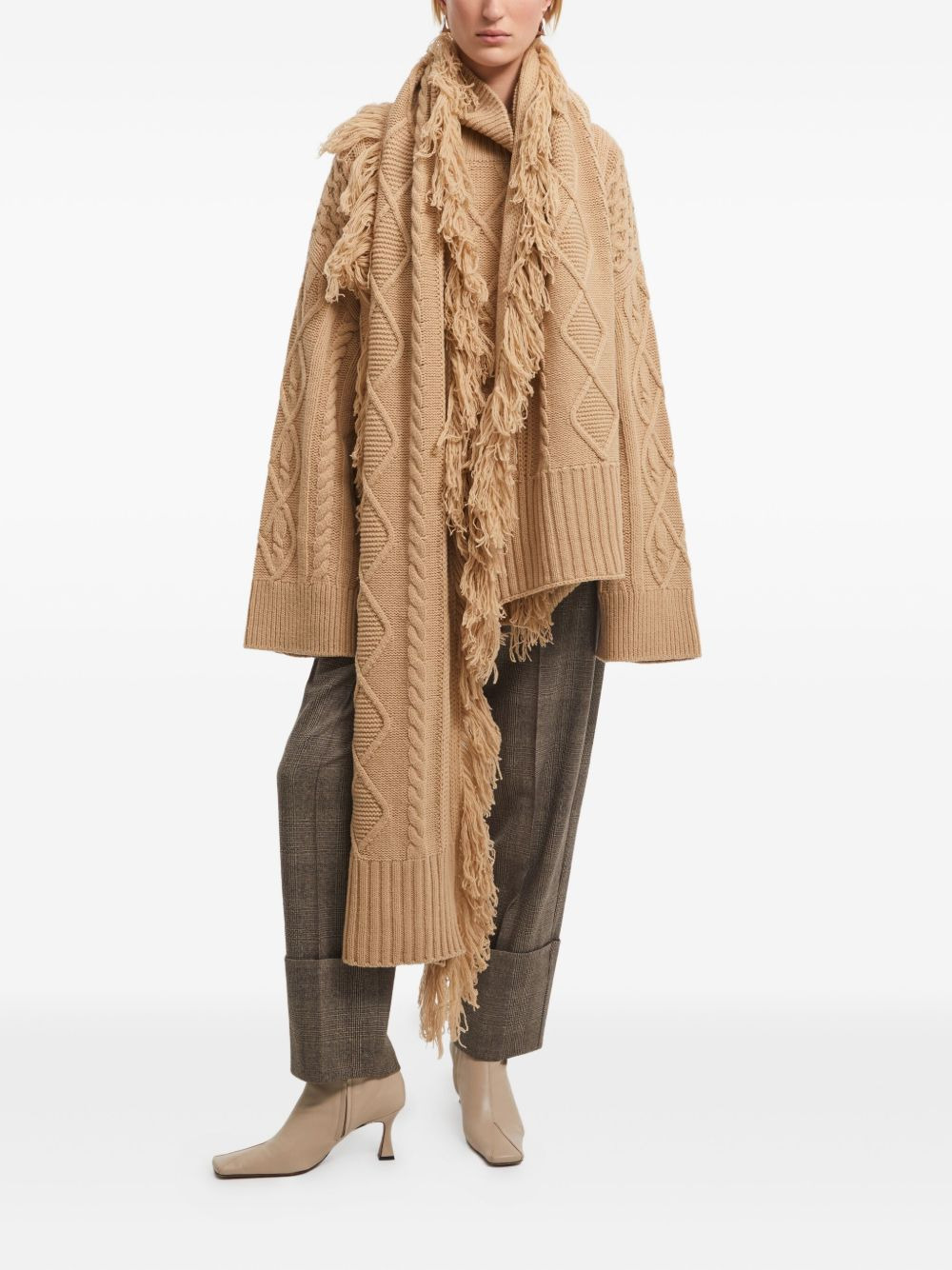 cable-knit fringe scarf - 3