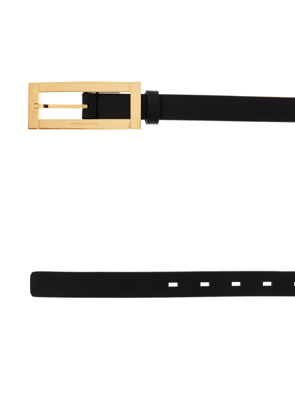 rectangular-buckle leather belt - 2