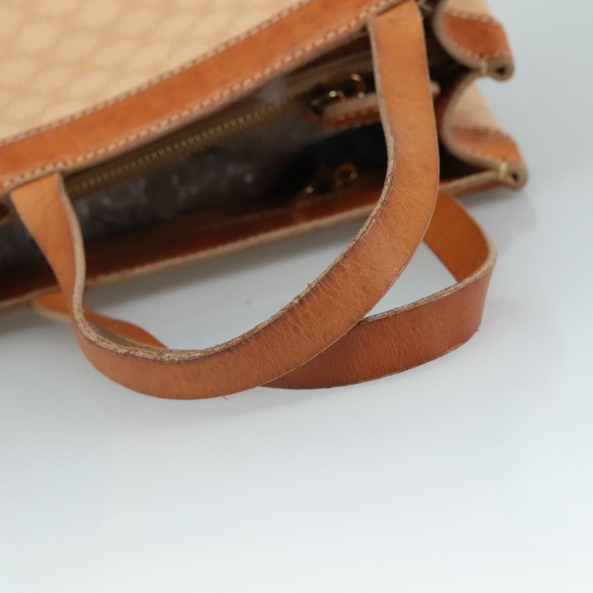 CELINE Macadam Canvas Hand Bag Pvc Leather Beige Brown Gold - 7