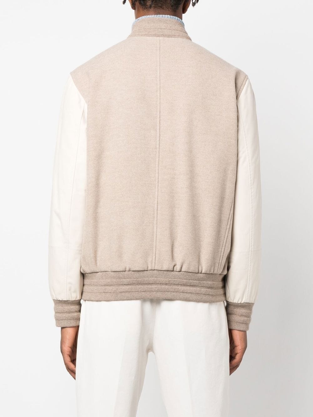 colour-block cashmere bomber jacket - 4