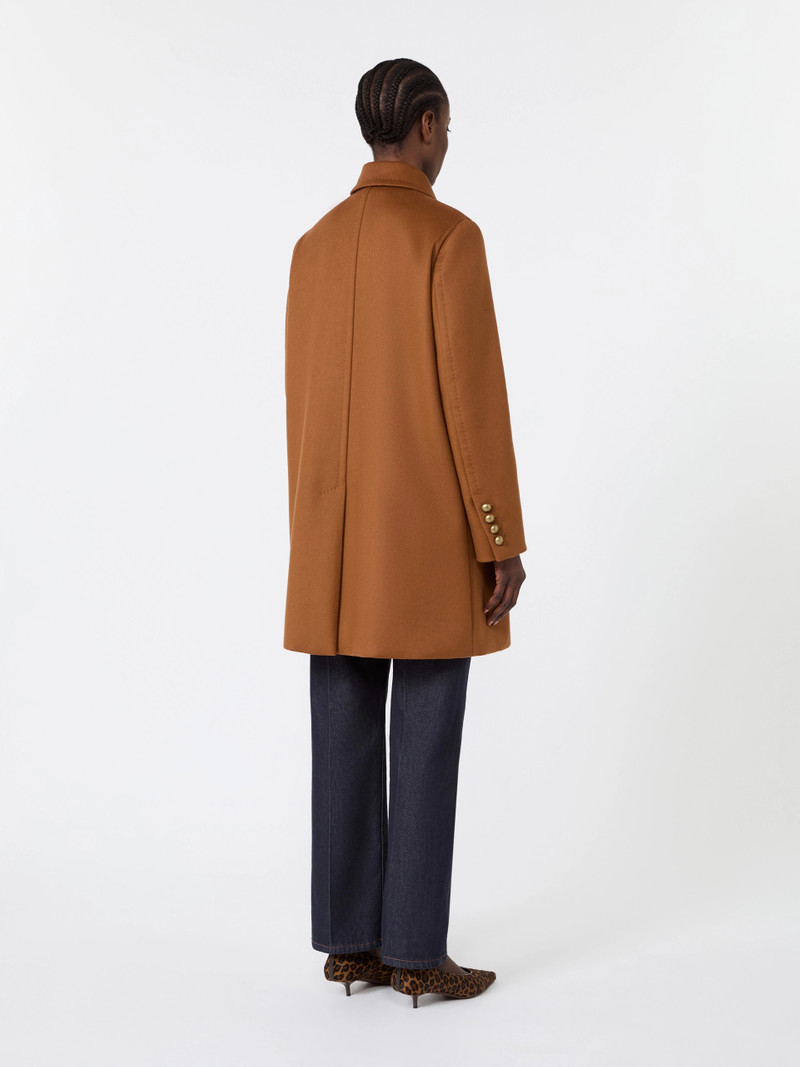 MARANTA Double-breasted wool broadcloth coat - TOBACCO 4