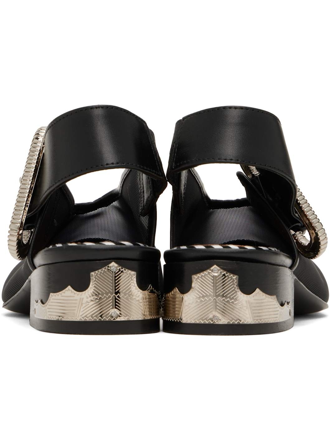 Black Mesh & Leather Flats - 2