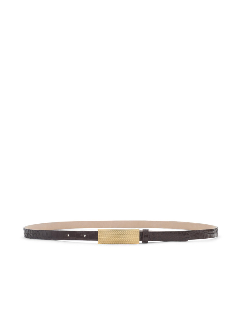 L'AGENCE Elyse Croc-Embossed Leather Belt outlook