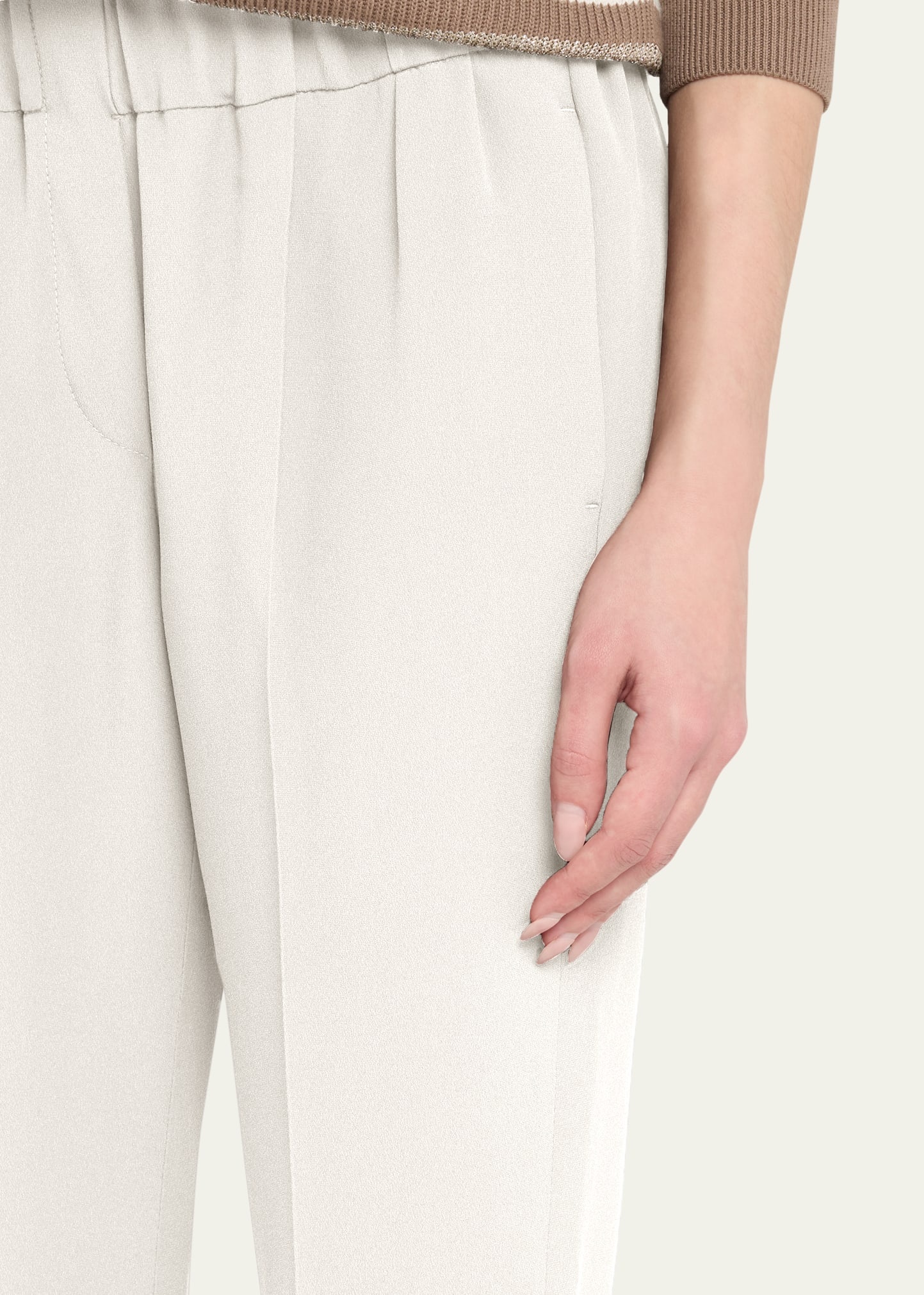 Silk Crepe Cady Straight-leg Ankle Pull-On Pants - 5