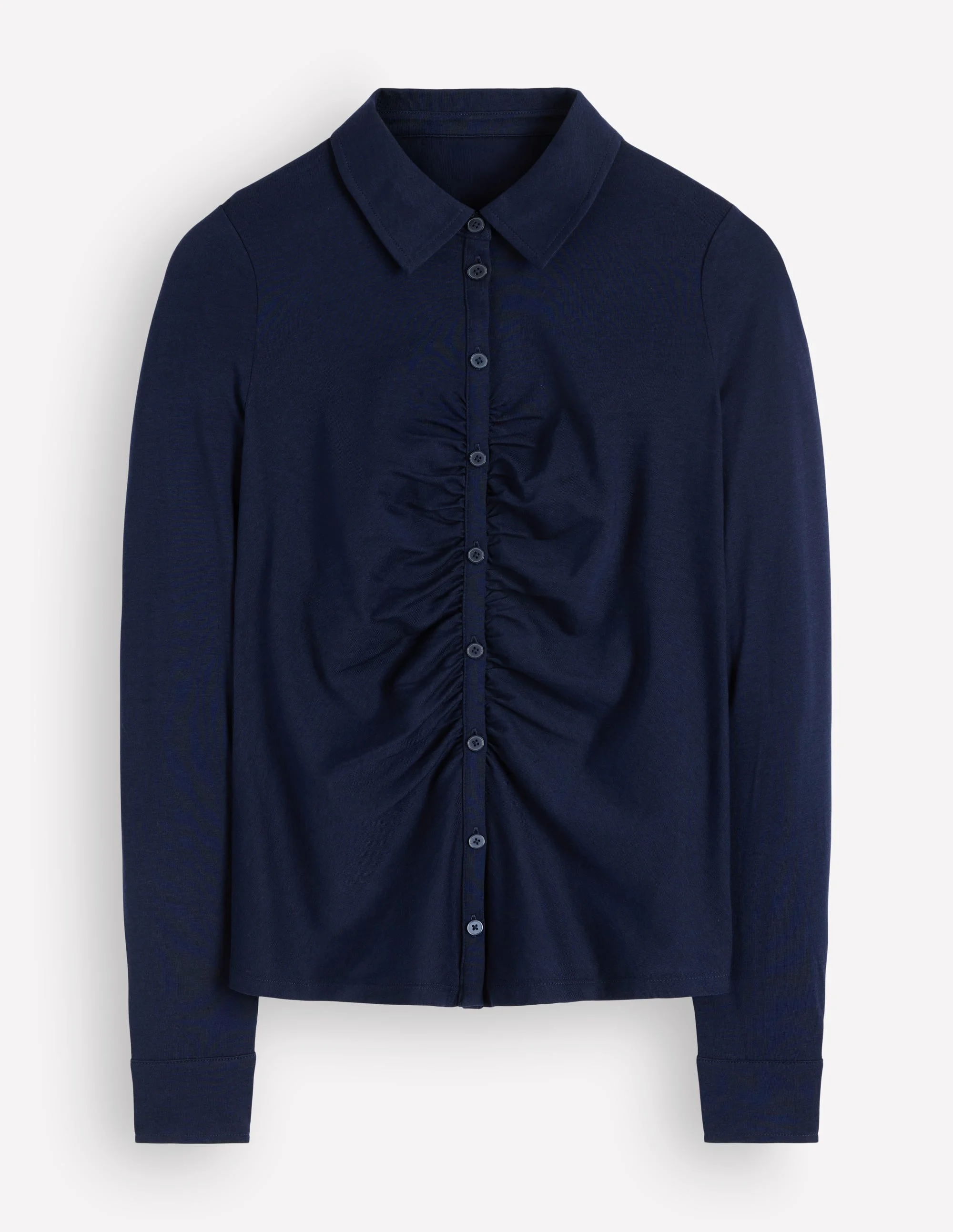 Supersoft Ruched Jersey Shirt-Navy - 1