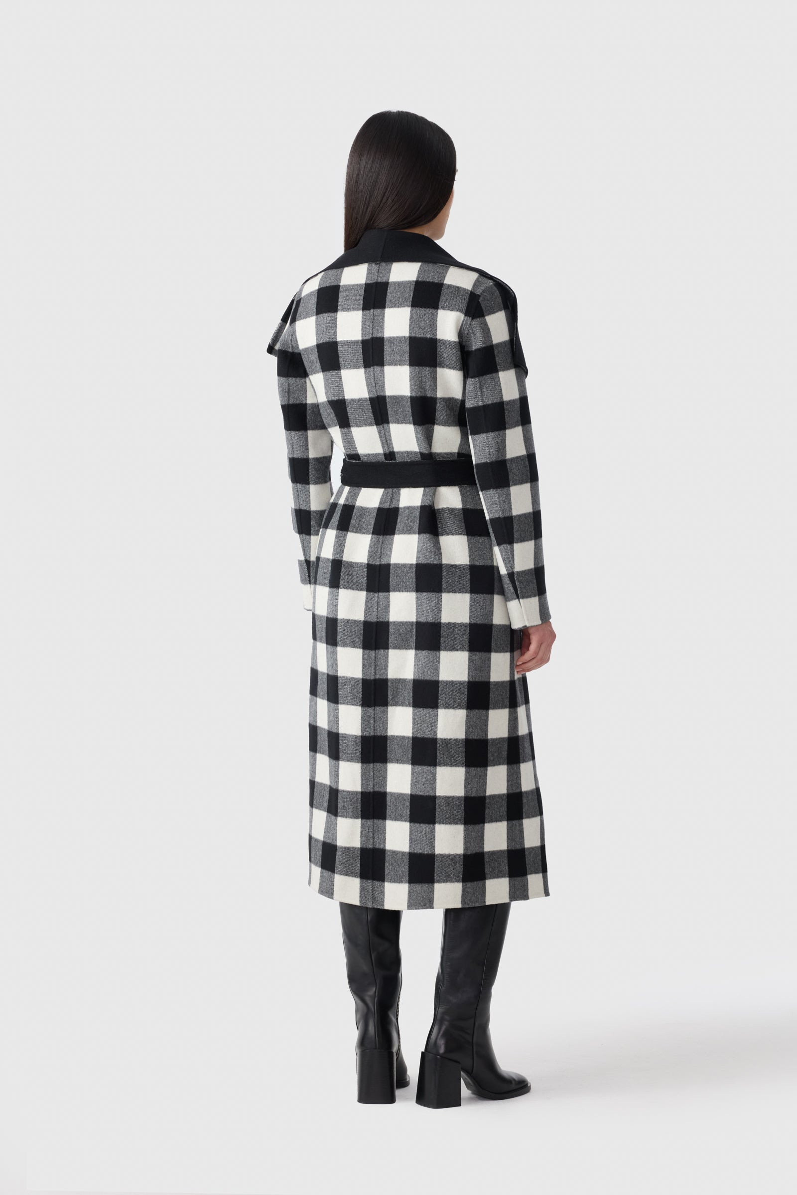 MAI-PL Reversible Plaid Wrap Coat in Double-Face Wool - 4