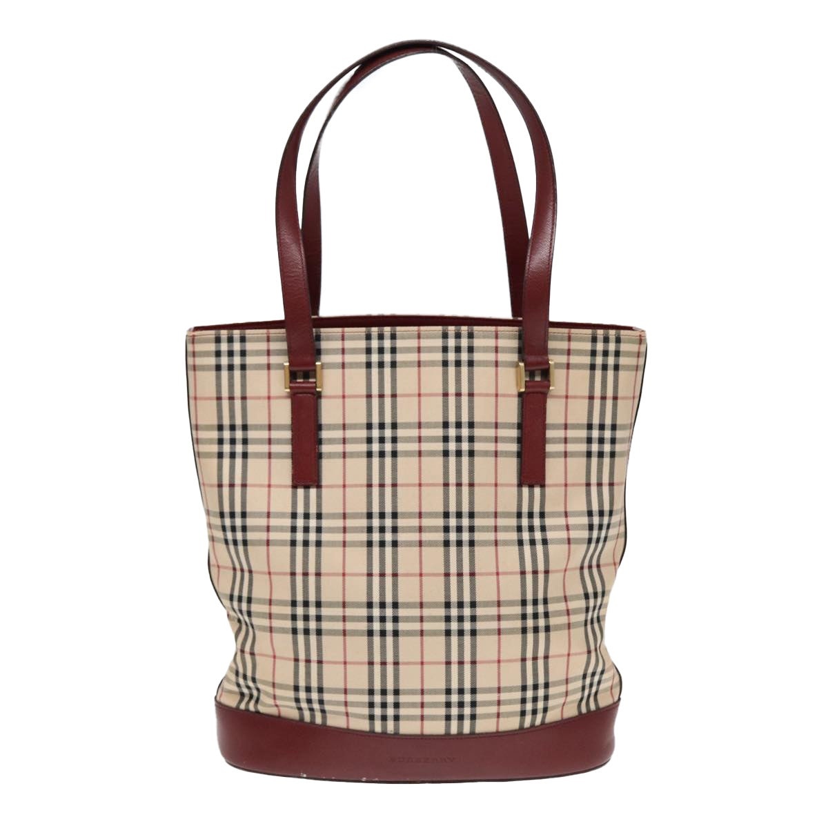 Burberry Nova Check Tote Bag Canvas Leather Beige Bordeaux - 13