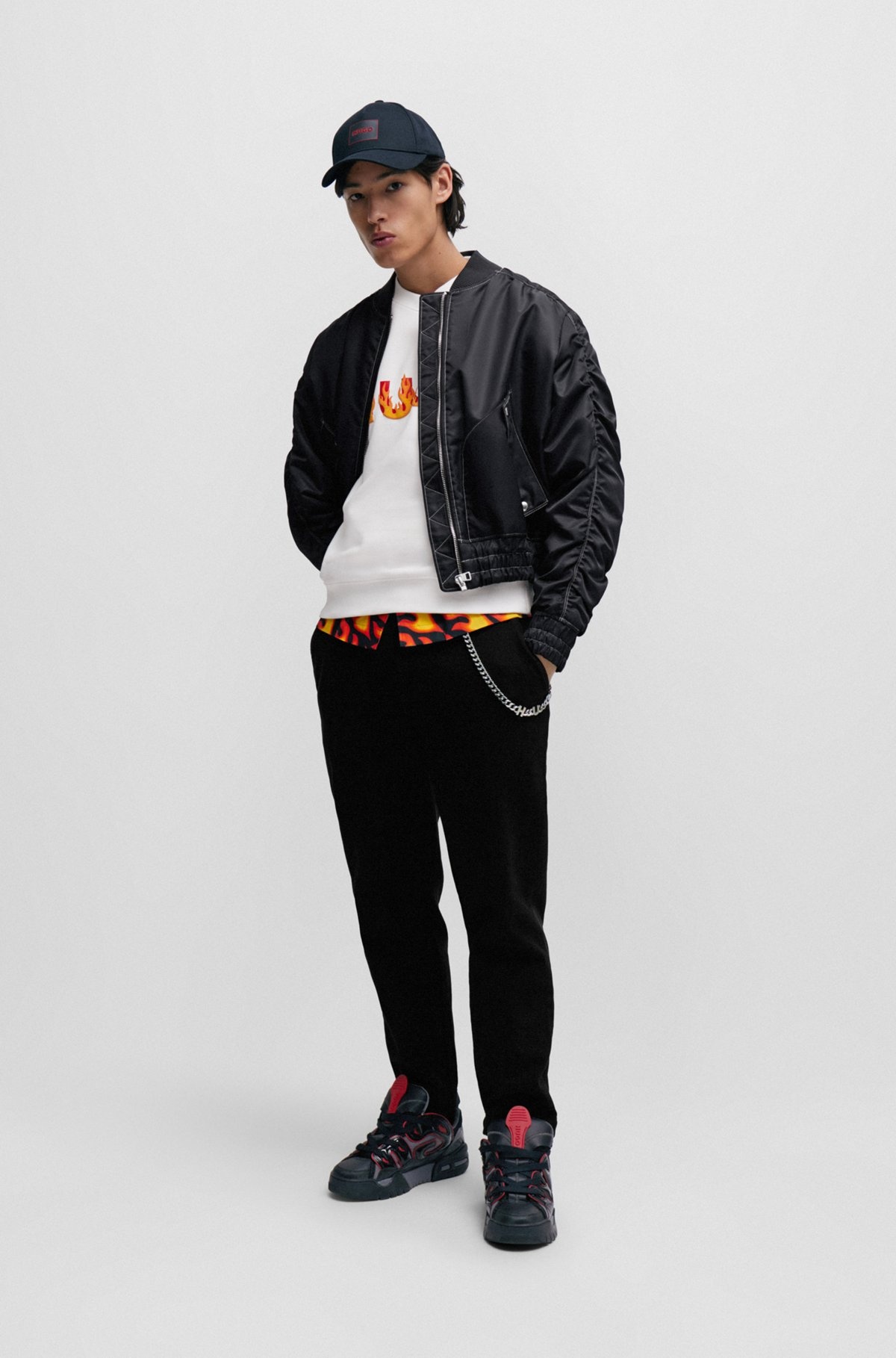 COTTON-TERRY SWEATSHIRT WITH PUFFED FLAME LOGO - 4