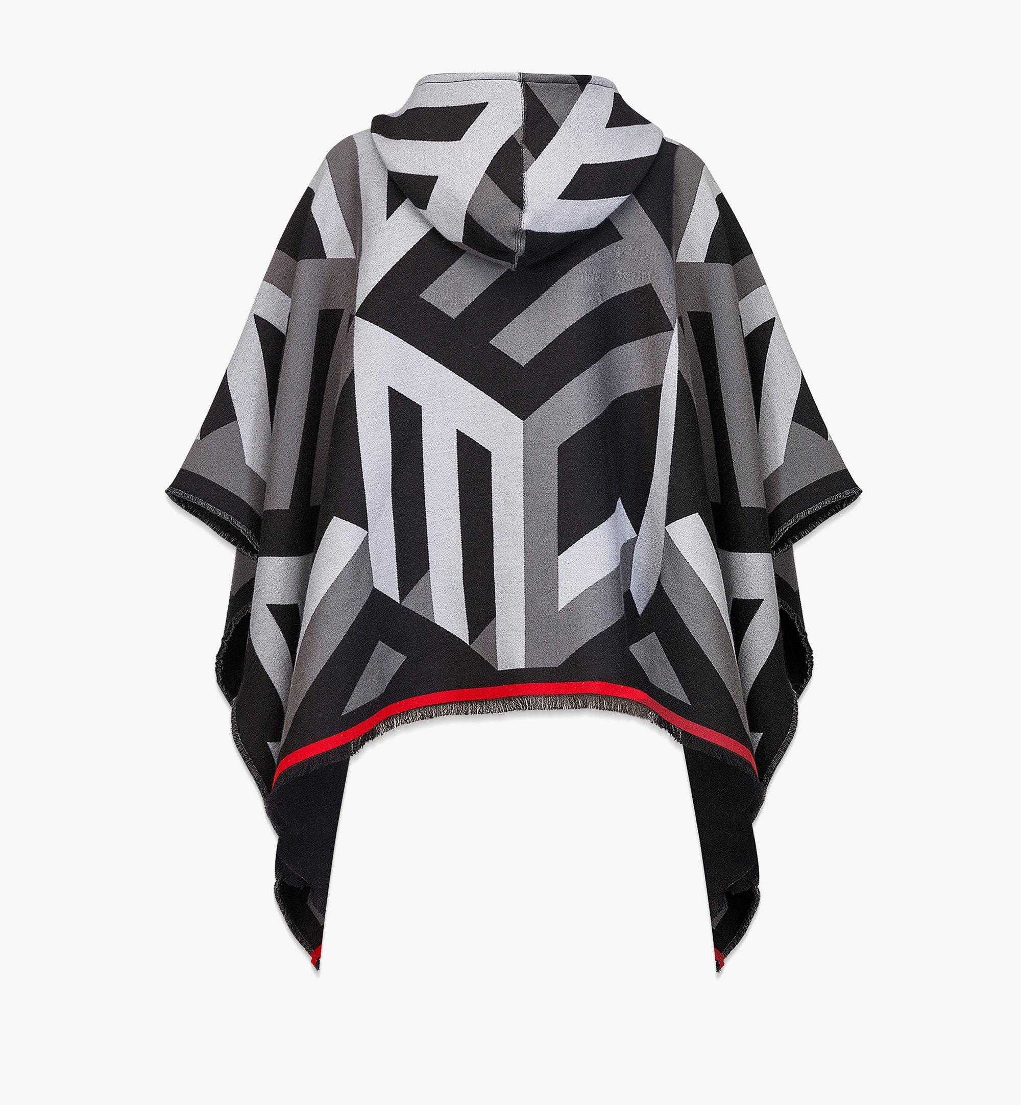 Cubic Monogram Wool Poncho - 3