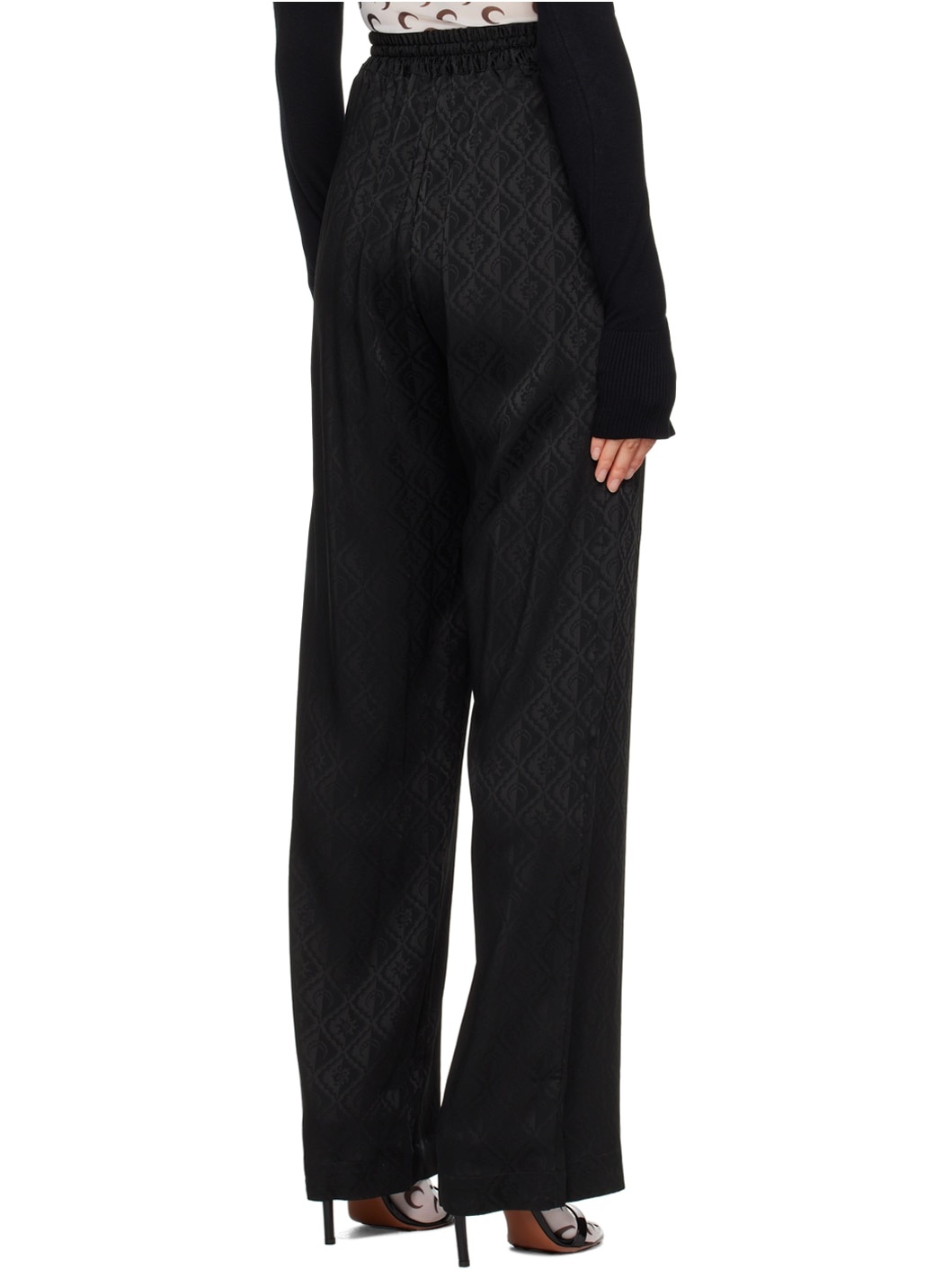 Black Jacquard Moon Sun Trousers - 3