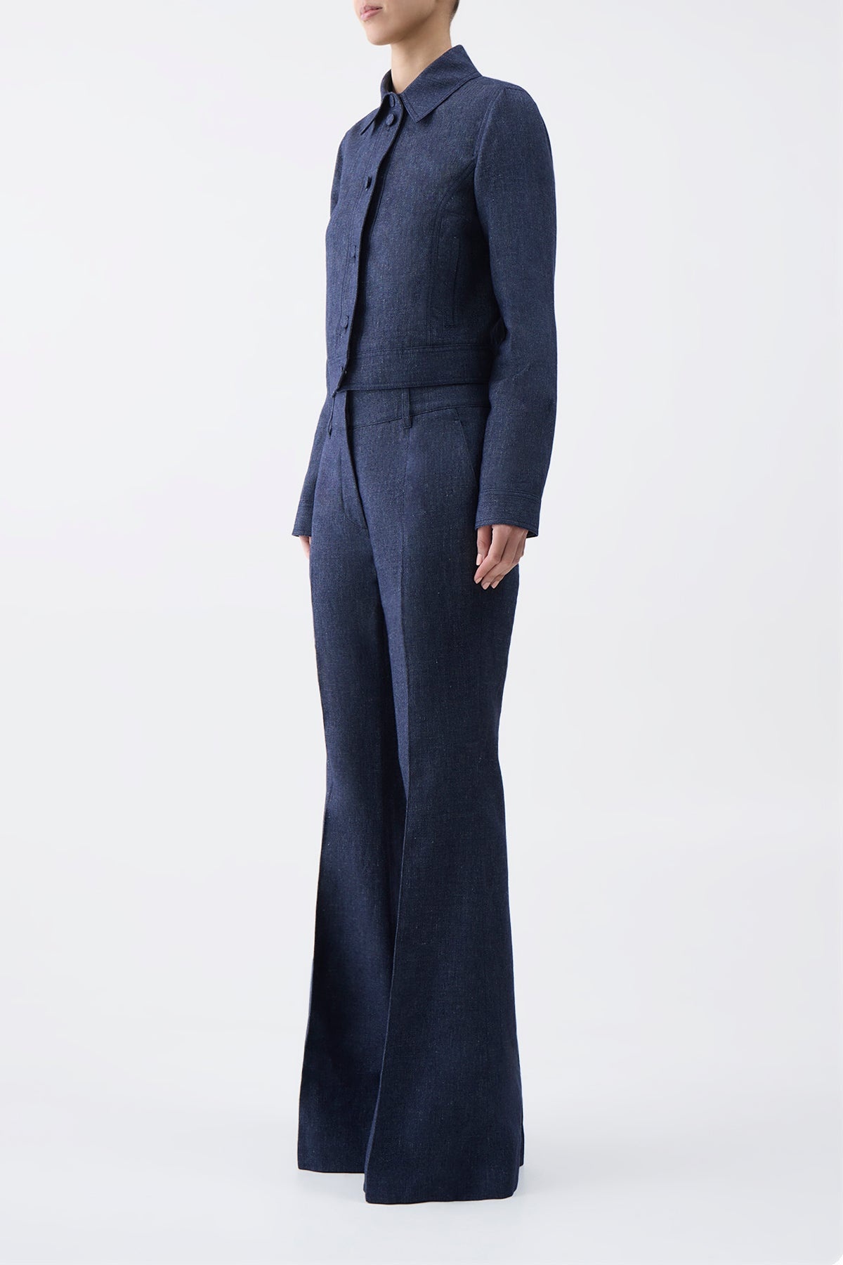 Rhein Pant in Navy Linen Virgin Wool - 4
