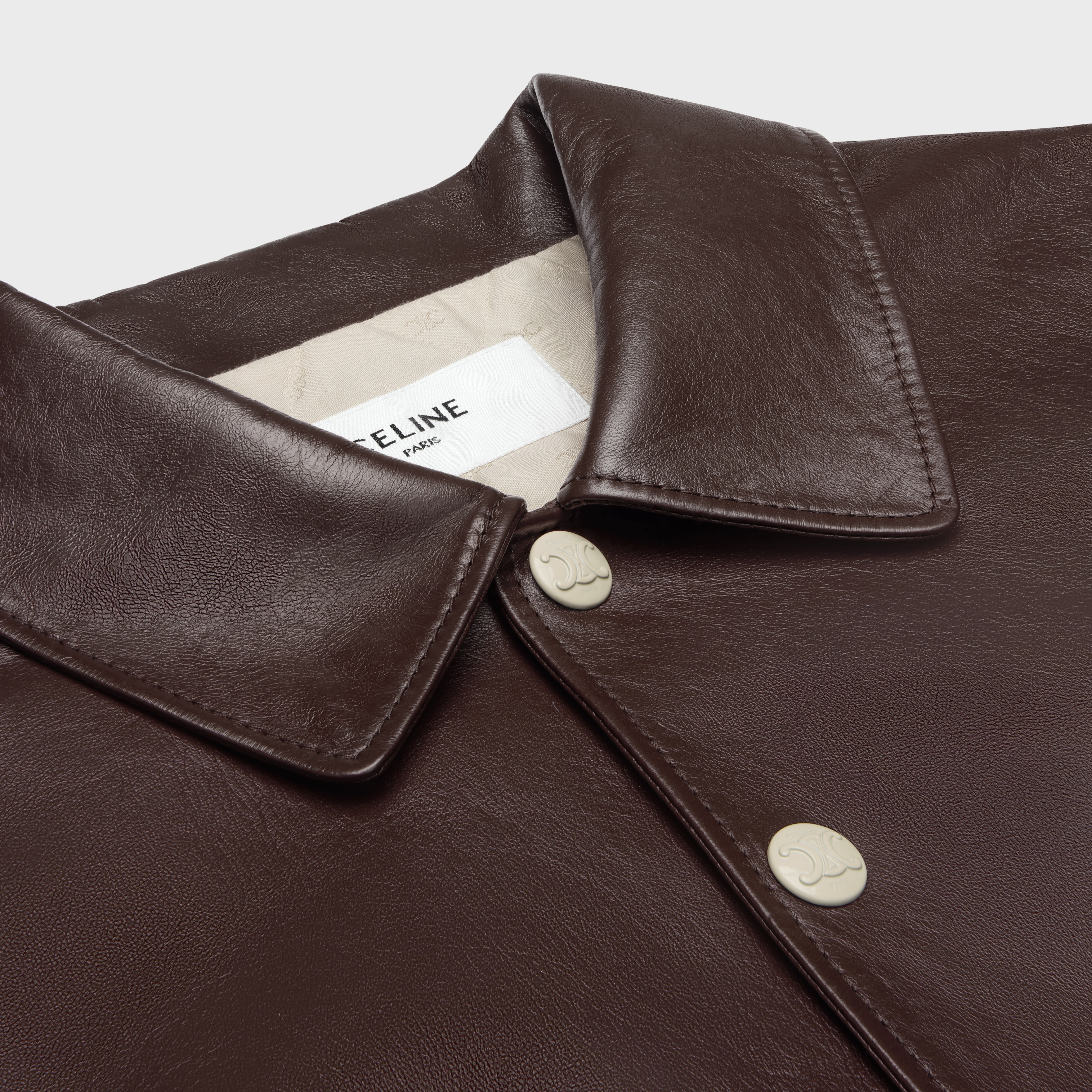 teddy jacket with shirt collar in soft lambskin - 3