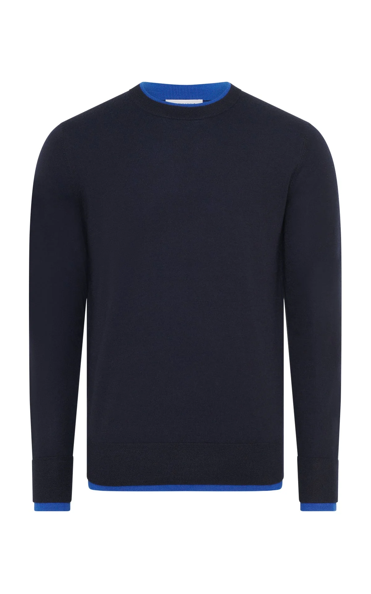Wells Knit Sweater in Navy & Cobalt Cashmere Silk - 1