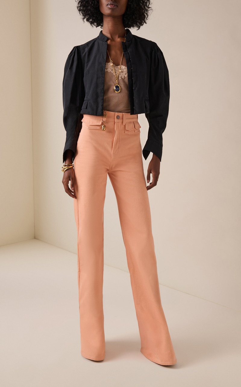 Chloé Rigid High-Rise Organic Denim Flared Jeans orange outlook