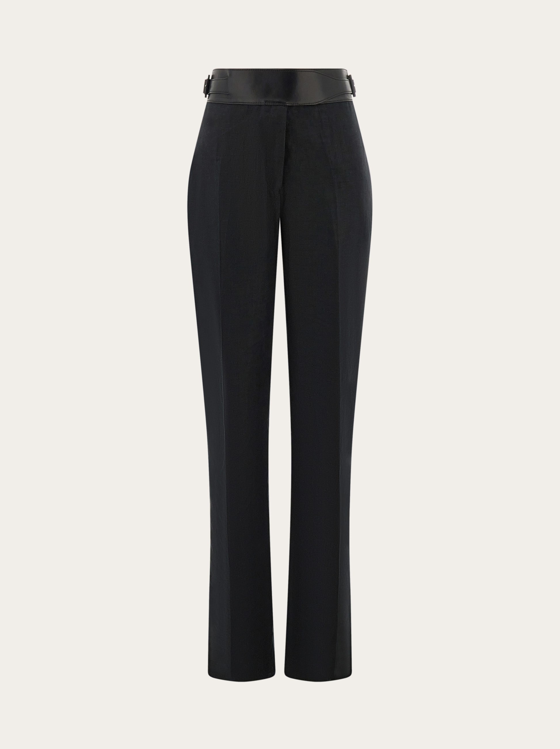 Linen trouser with eco-leather belt - 1