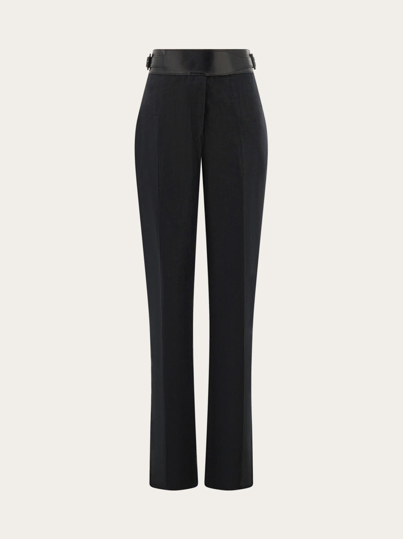 Linen trouser with eco-leather belt 1