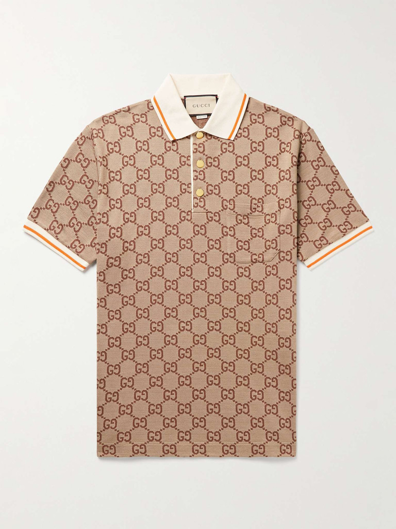 Logo-Jacquard Silk and Cotton-Blend Polo Shirt 1