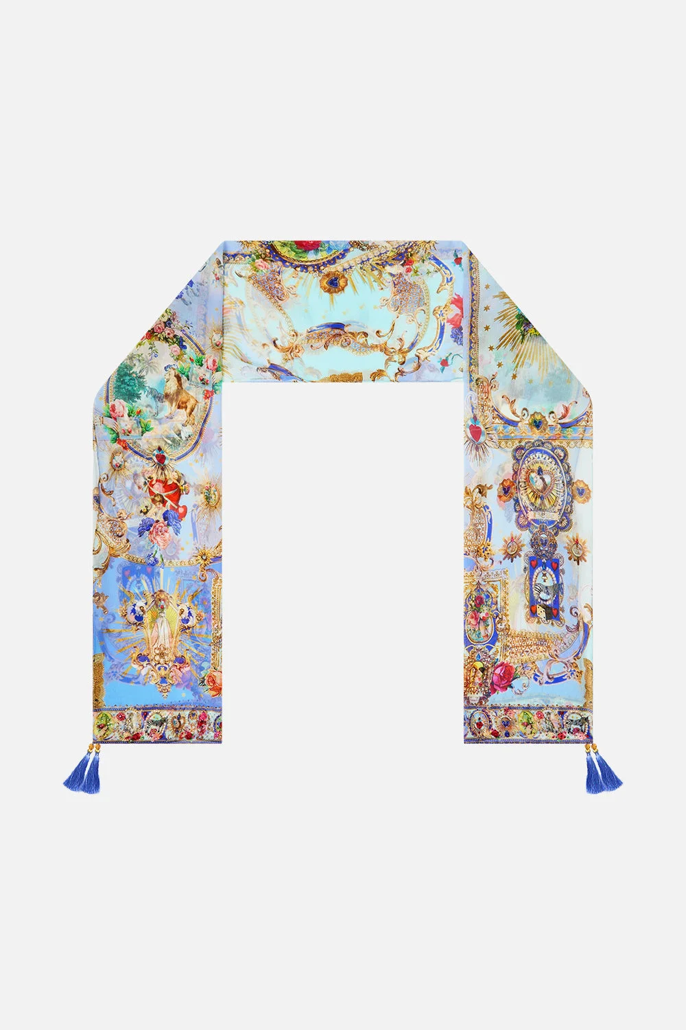 LONG SILK CRINKLE CHIFFON SCARF VERSES IN VINTAGE - 1