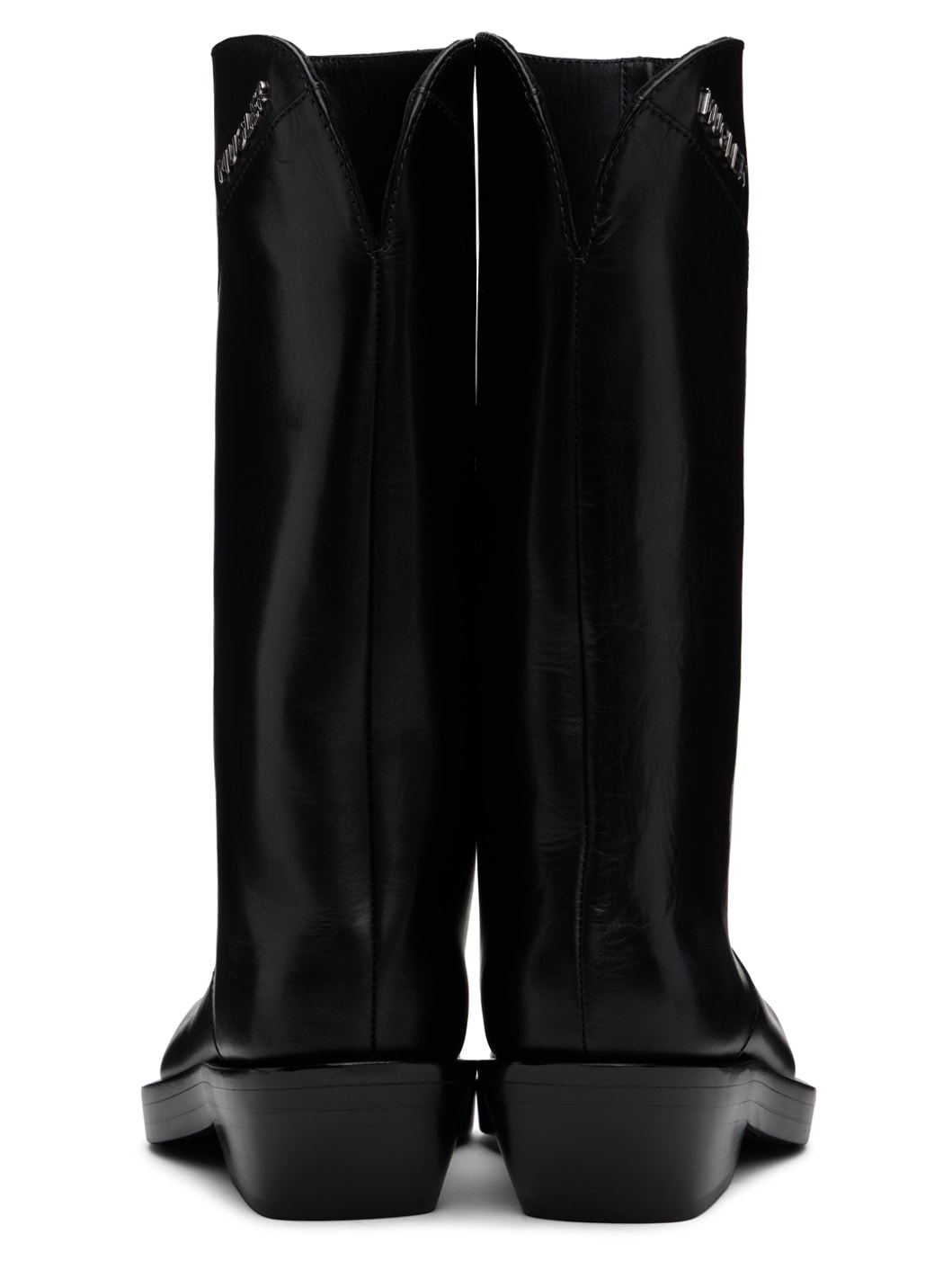 Black Leather Santiag Boots - 2