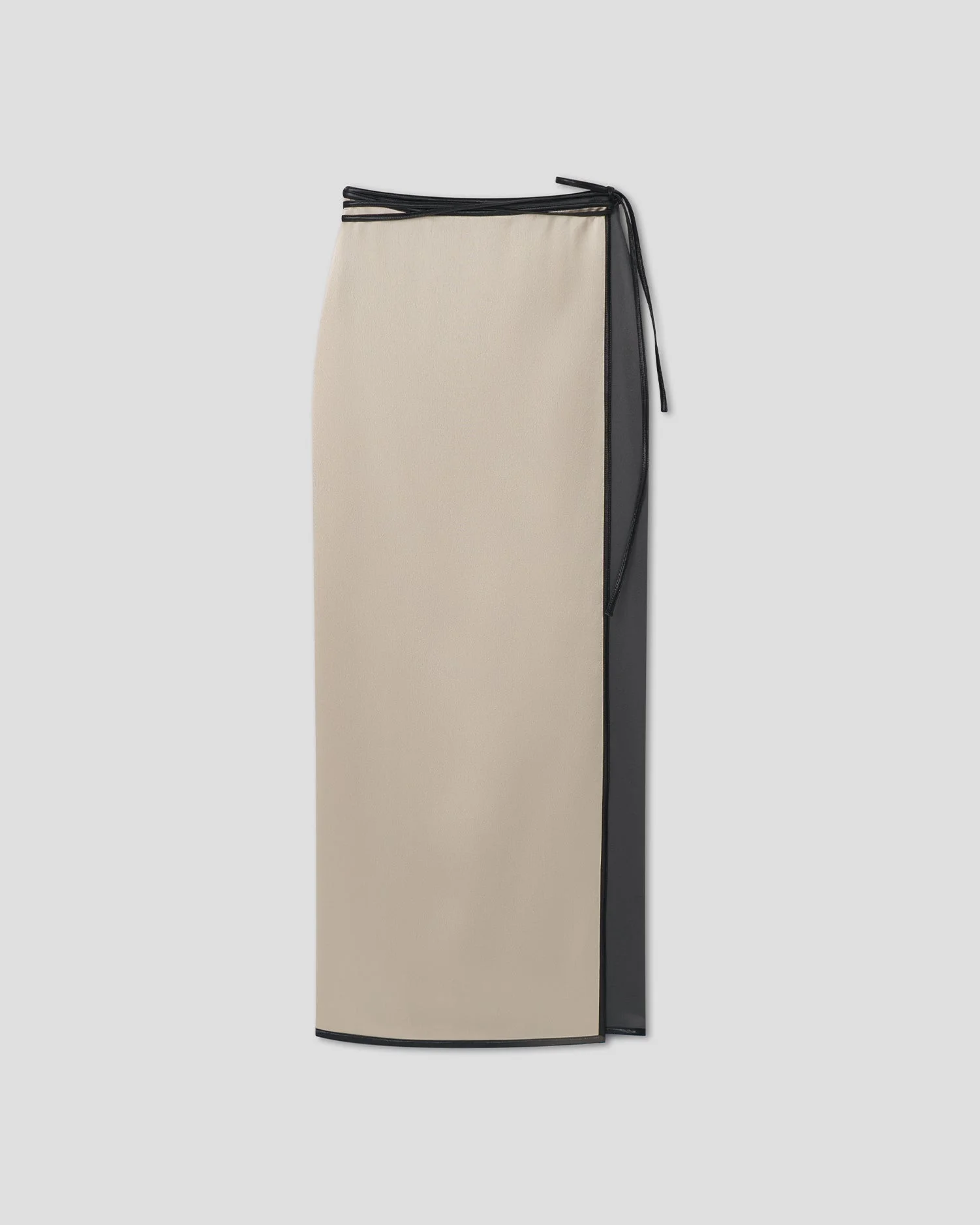 Slip Satin Color-Block Wrap Skirt - 1