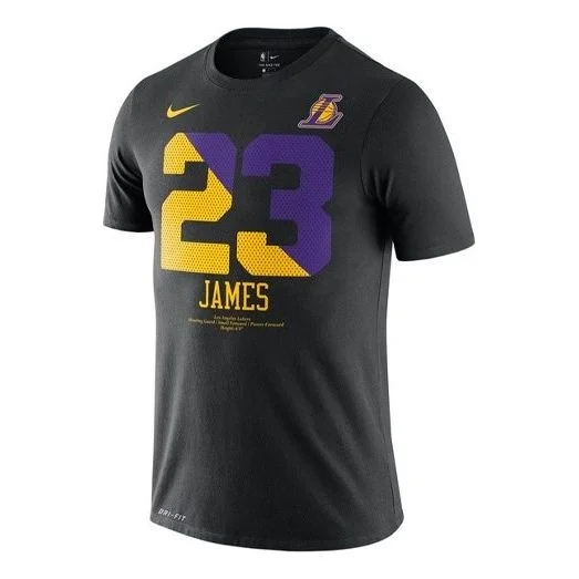 Nike Dri-FIT LeBron James Basketball Sports Printing Quick Dry Round Neck Short Sleeve Black AT1161- - 1