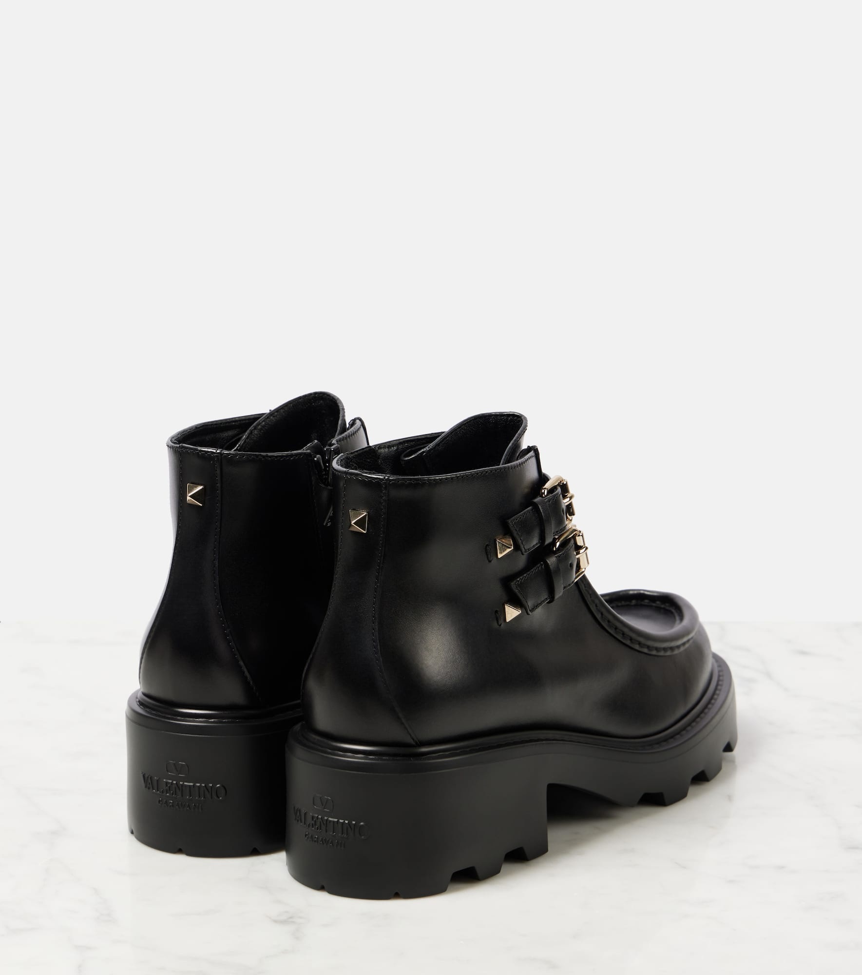 Rockstud leather ankle boots - 2