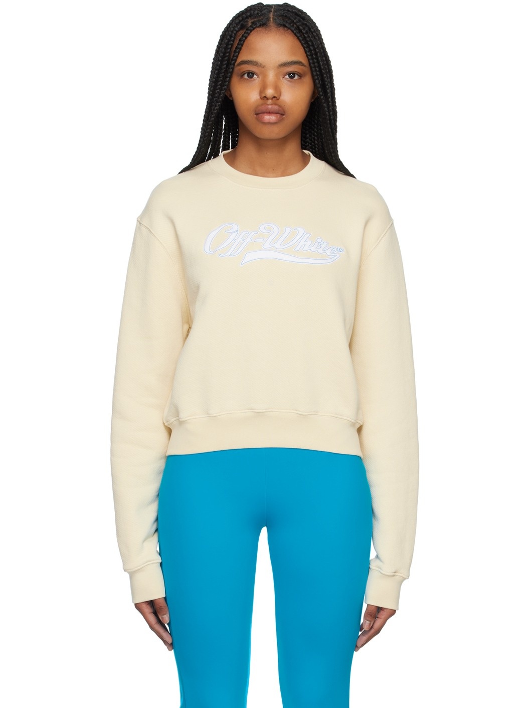 Beige Embr Sweatshirt - 1