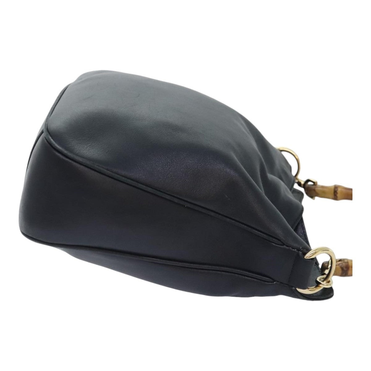 GUCCI Bamboo Hand Bag Leather Black Gold 001 1638 001 1638 - 3