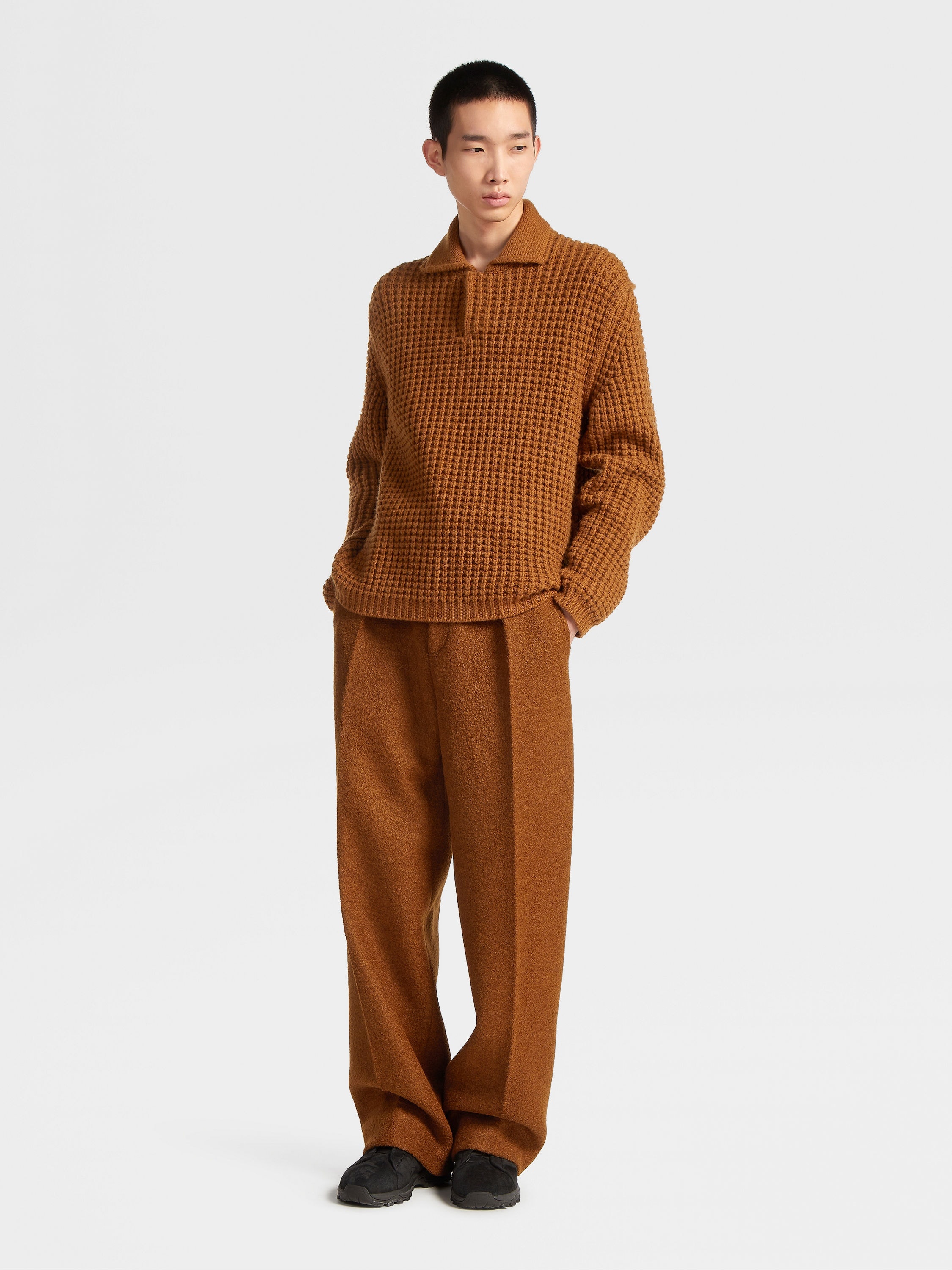 DARK FOLIAGE OASI CASHMERE POLO SWEATER - 5