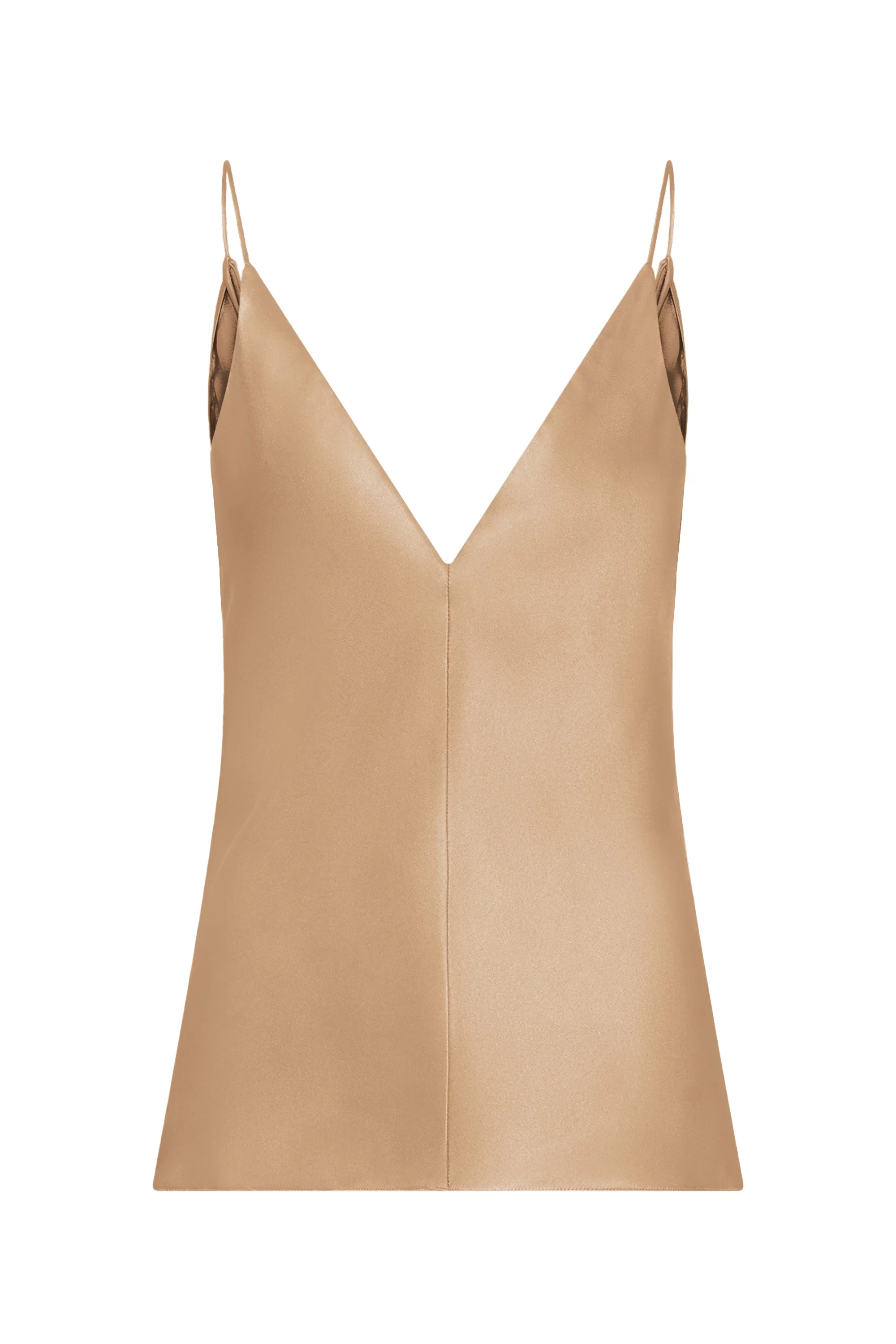 Maria Top in Camel Silk Satin - 1