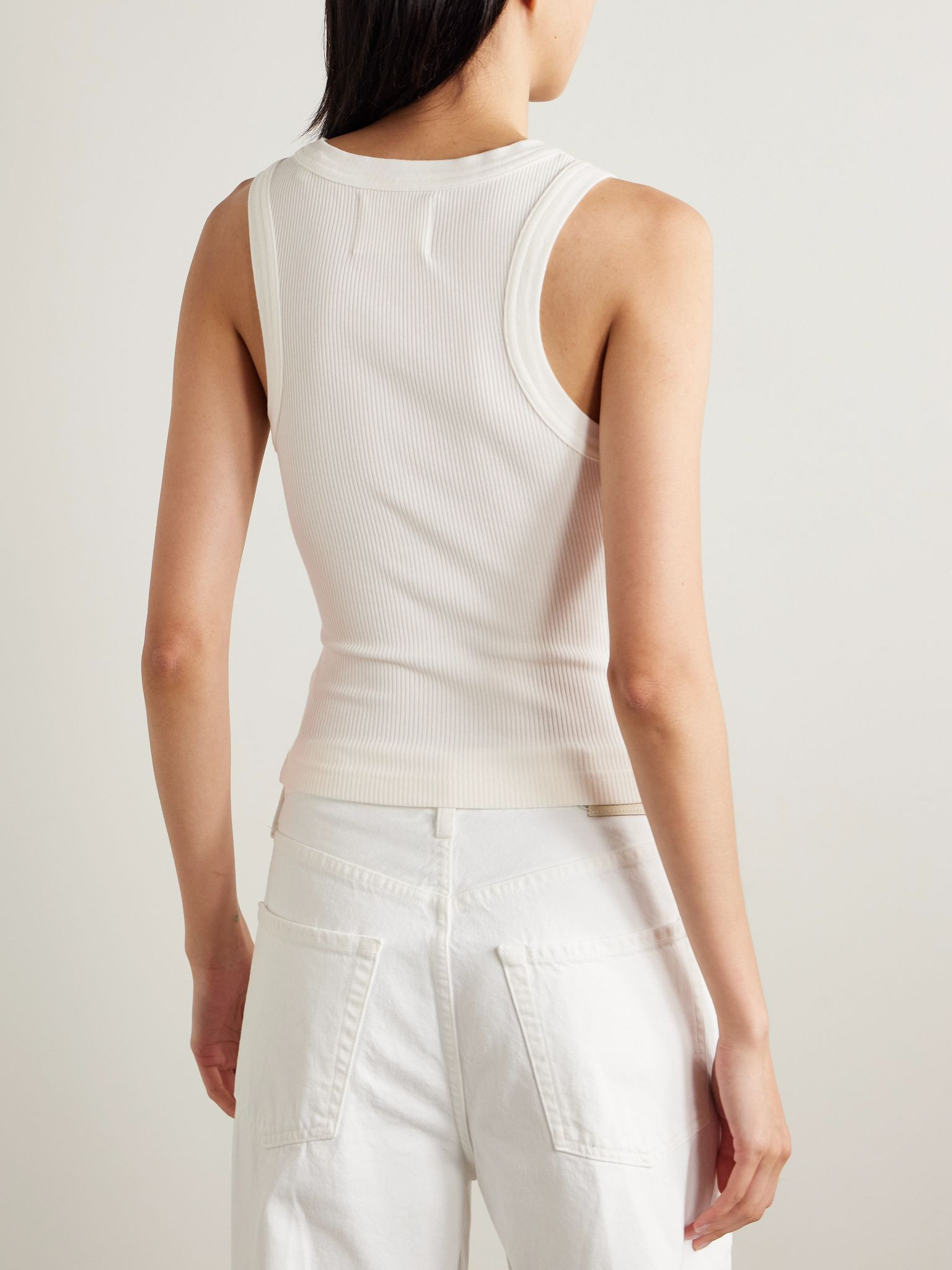 Caralyn ribbed jersey tank Off-white - 4