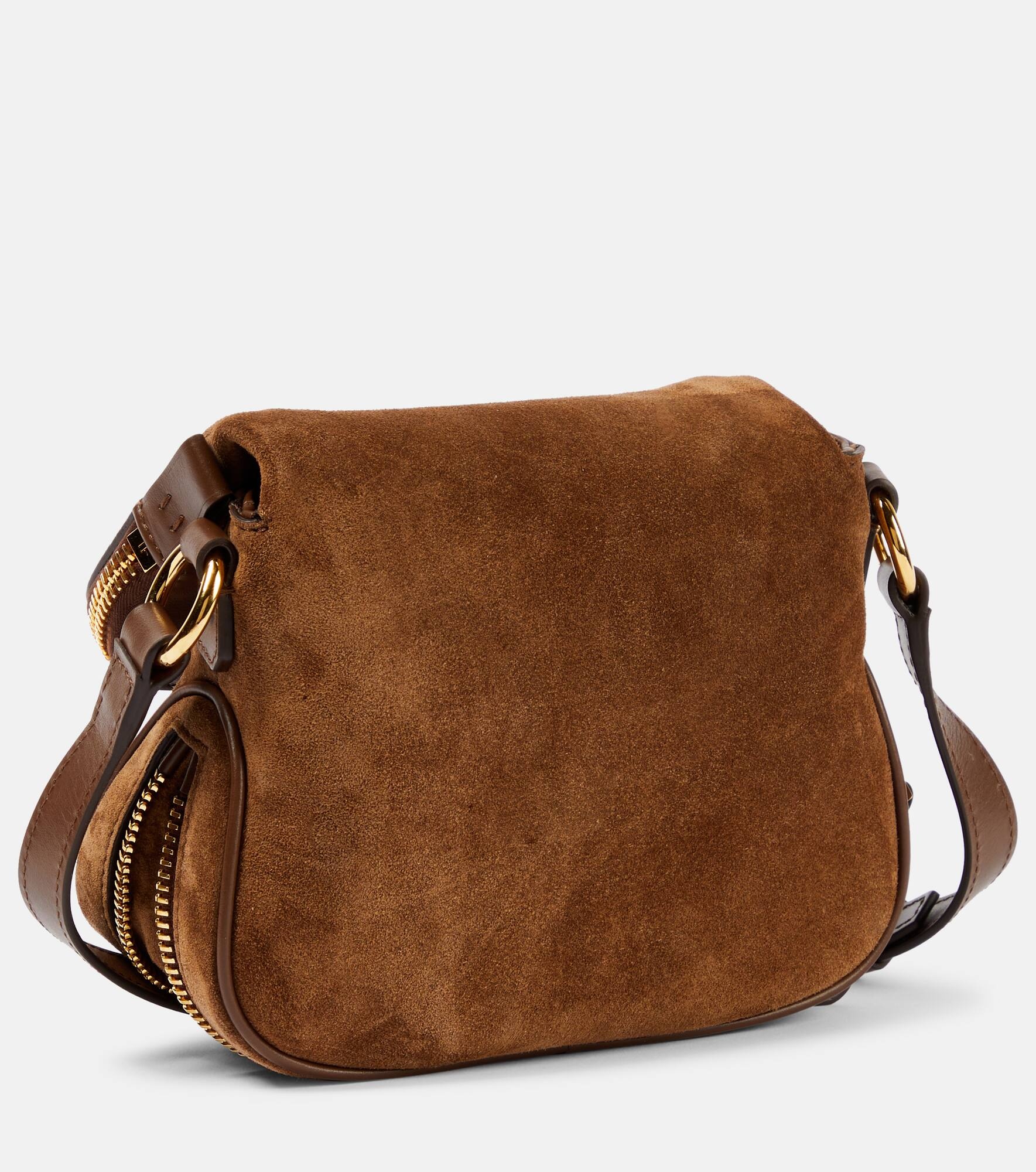 Suede and leather crossbody bag - 4