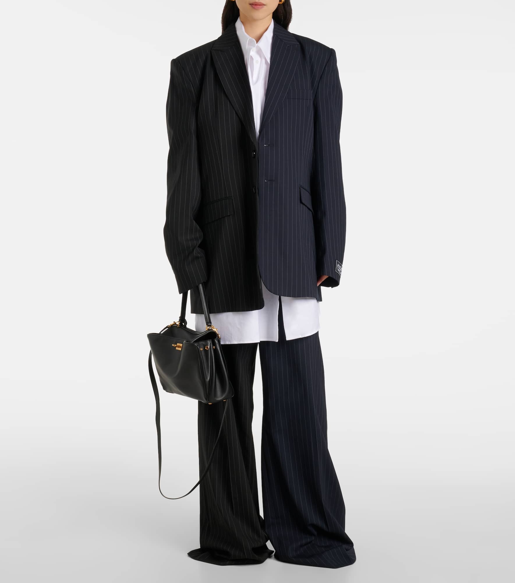 Pinstripe wool wide-leg pants - 2