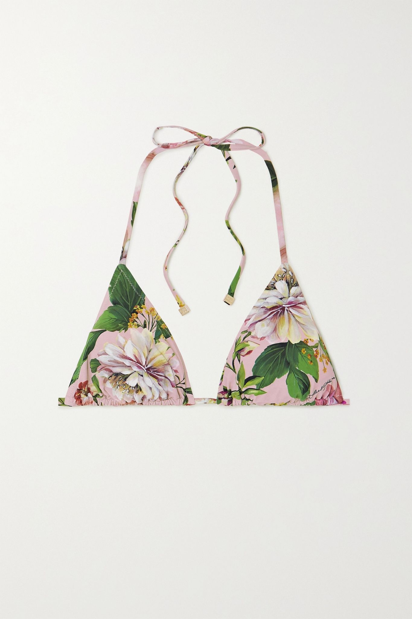 Floral-print triangle bikini top  - 1