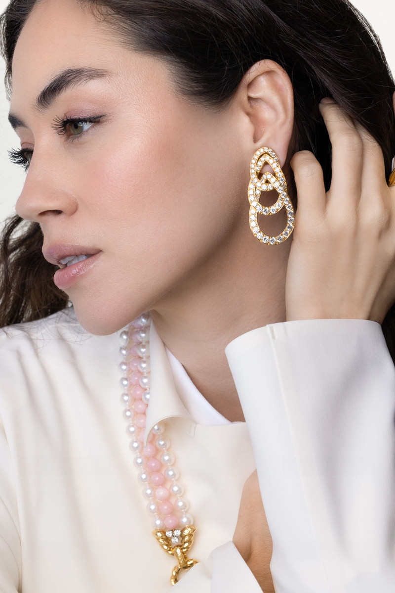 DAVID WEBB Diamond Triple Deck Earrings outlook