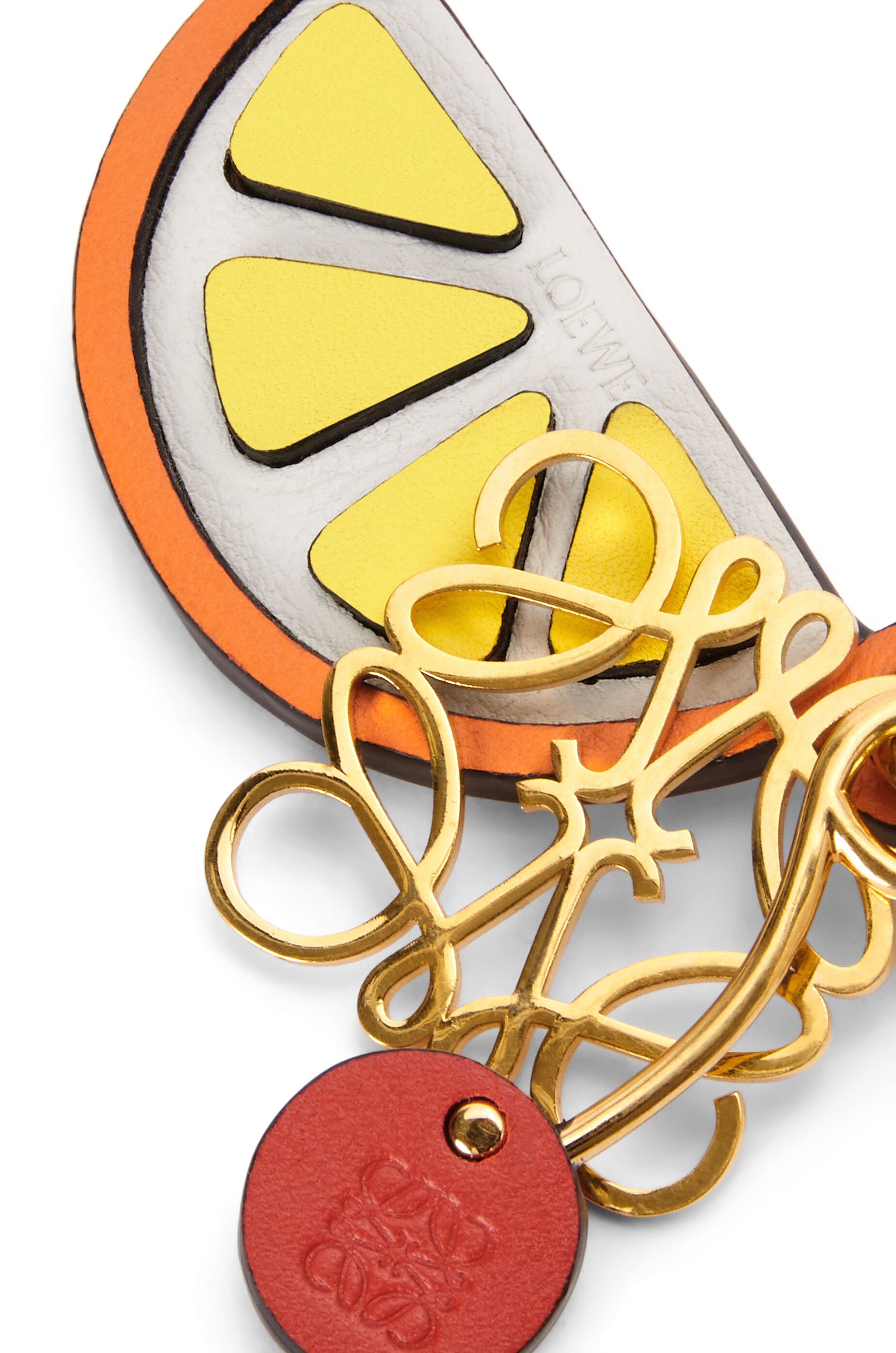 Orange slice keyring in calfskin and brass - 2