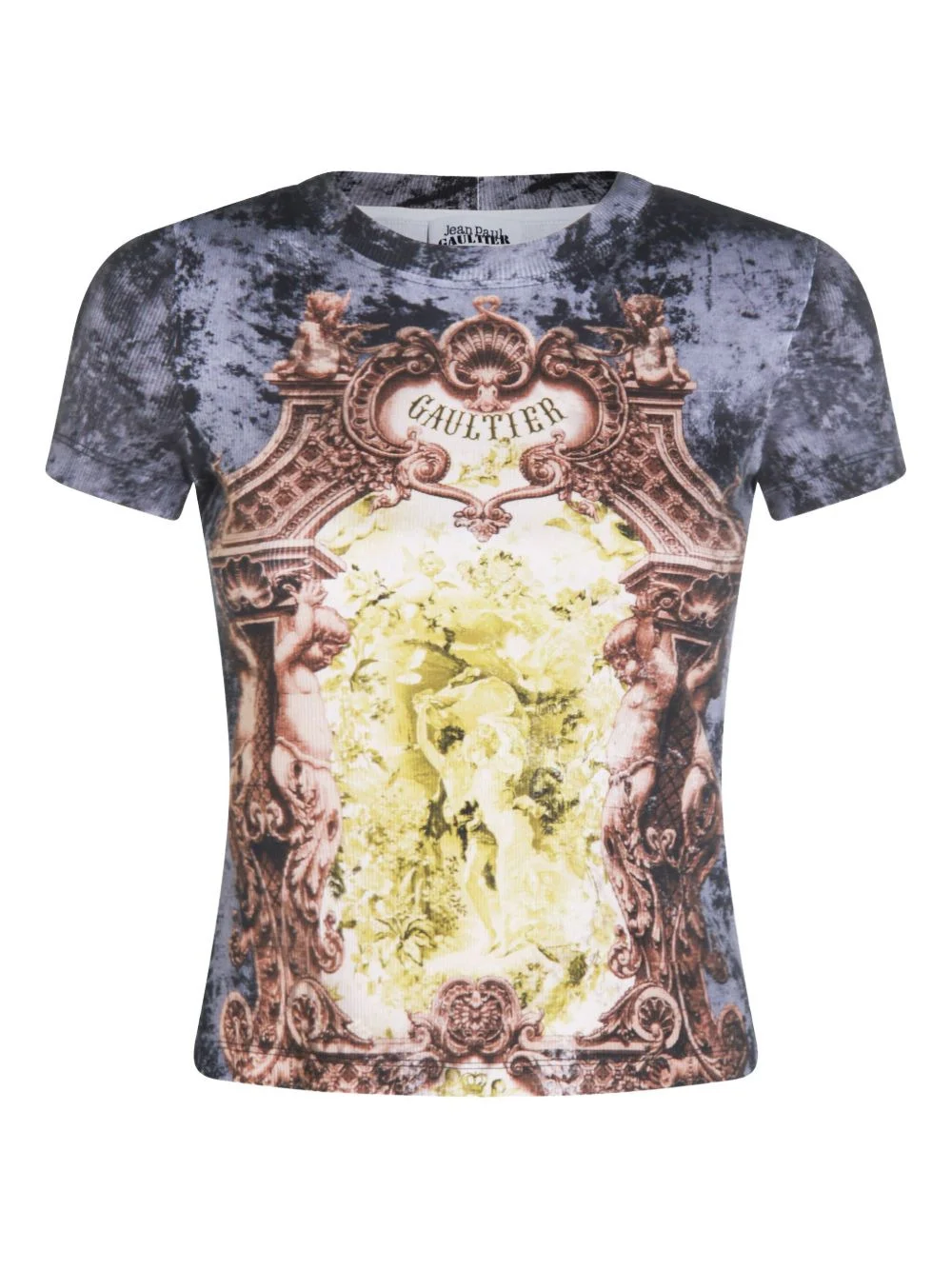 baroque-print ribbed T-shirt - 1