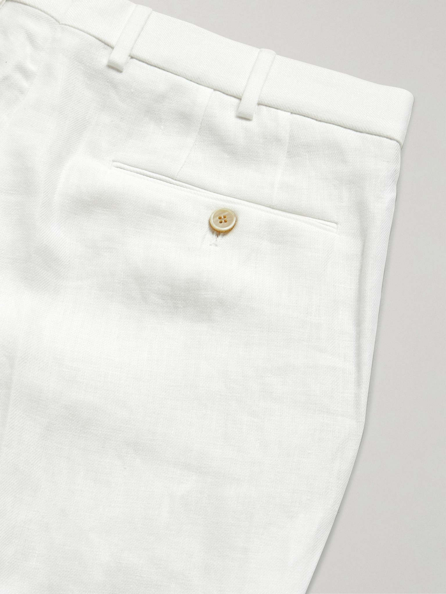 Carlo Straight-Leg Linen Trousers White - 5