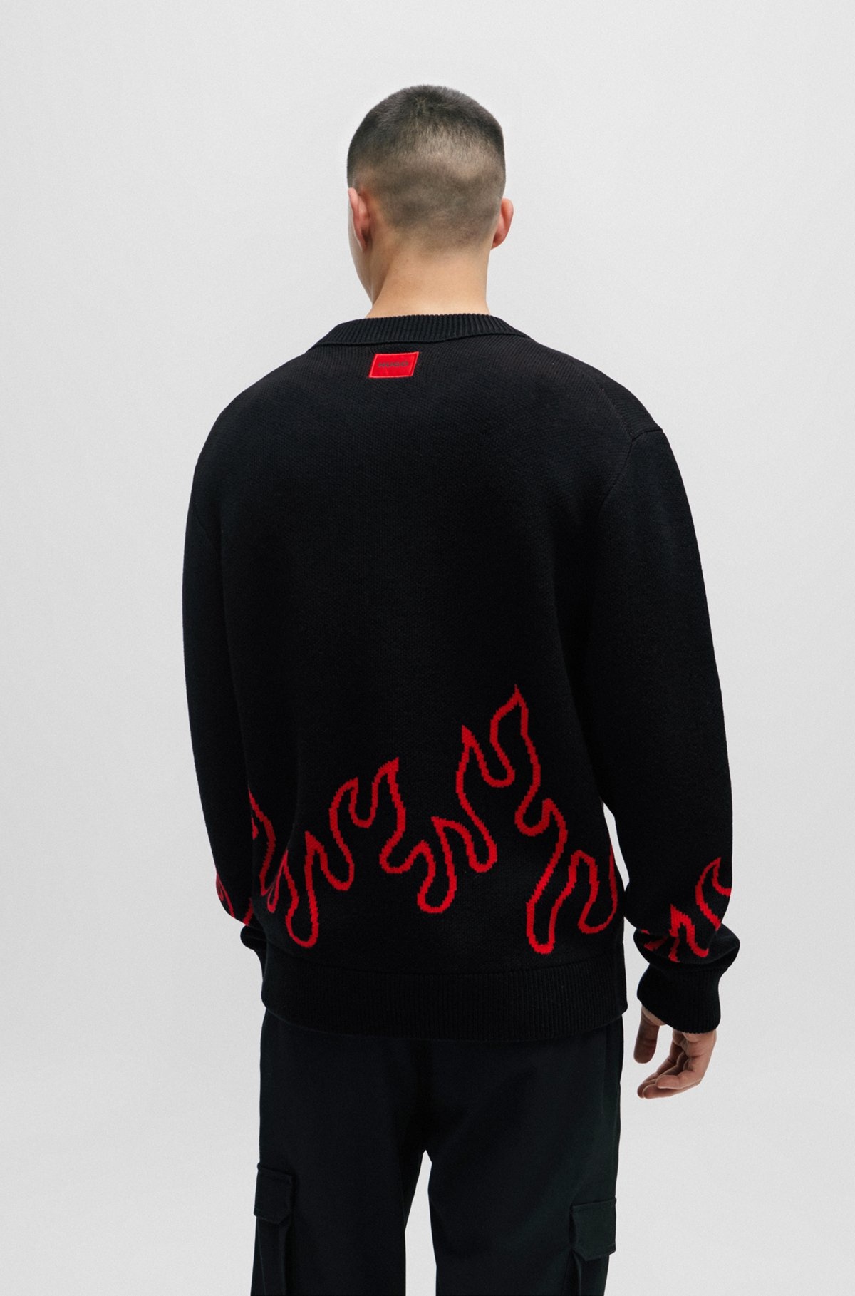 RELAXED-FIT SWEATER WITH FLAME JACQUARD IN WOOL BLEND - 5