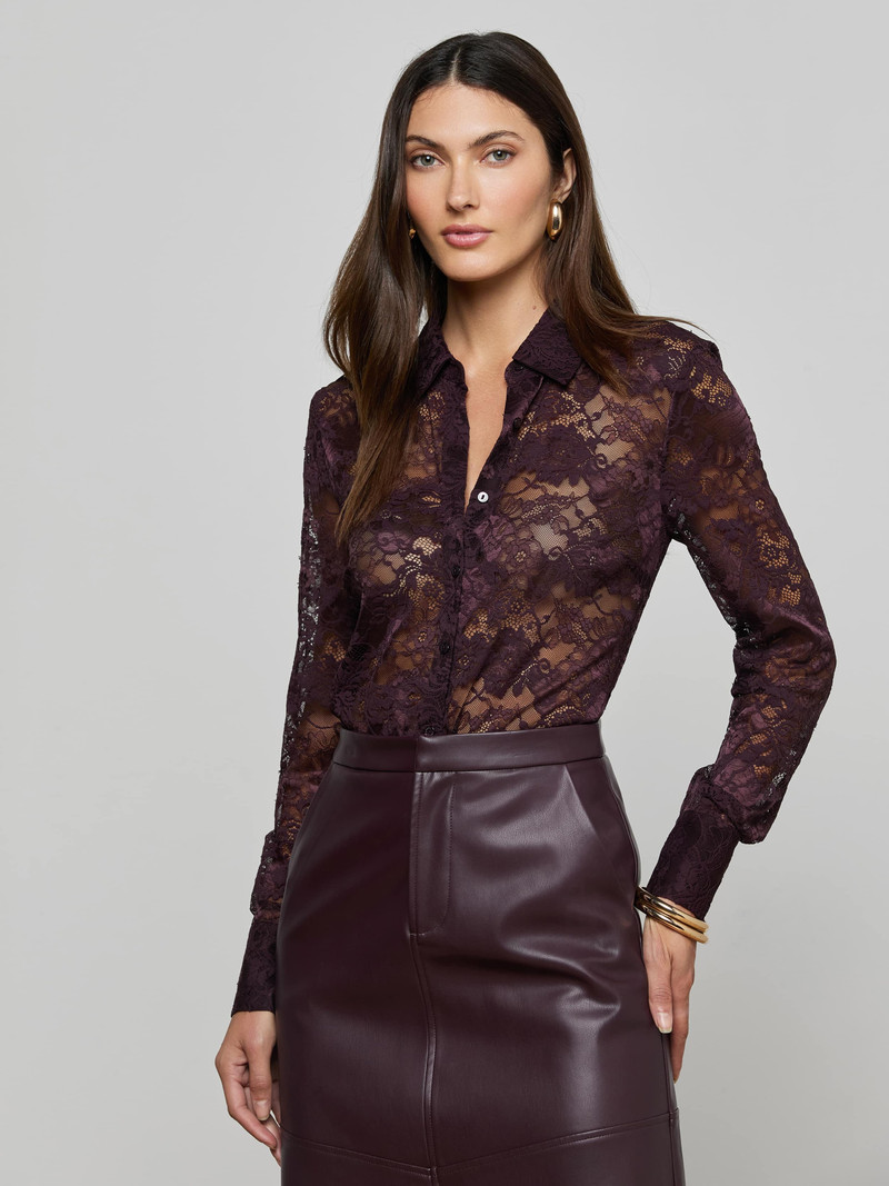 L'AGENCE Maia Floral Lace Blouse outlook